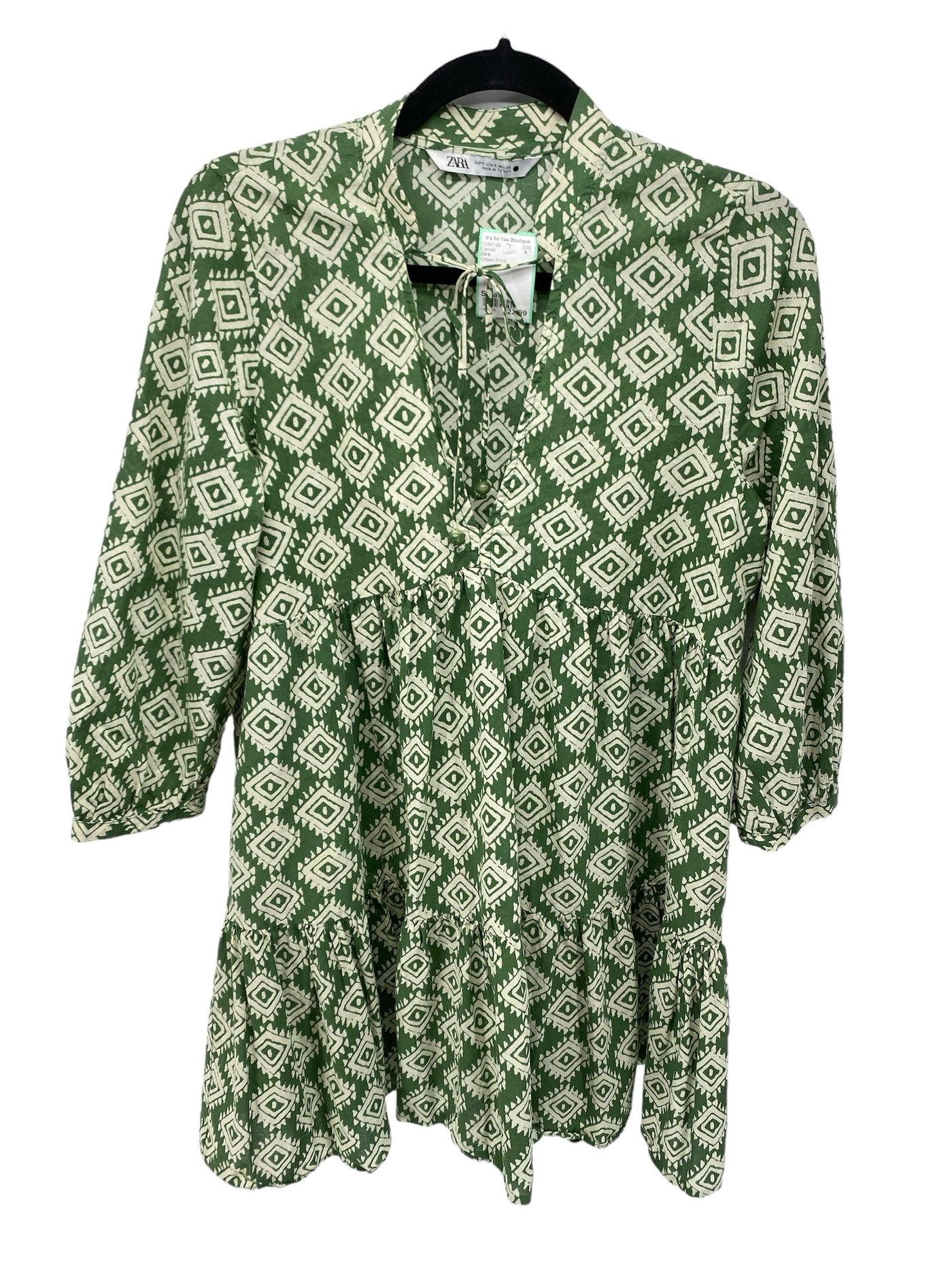 Zara Misses Size Small Green Print Casual