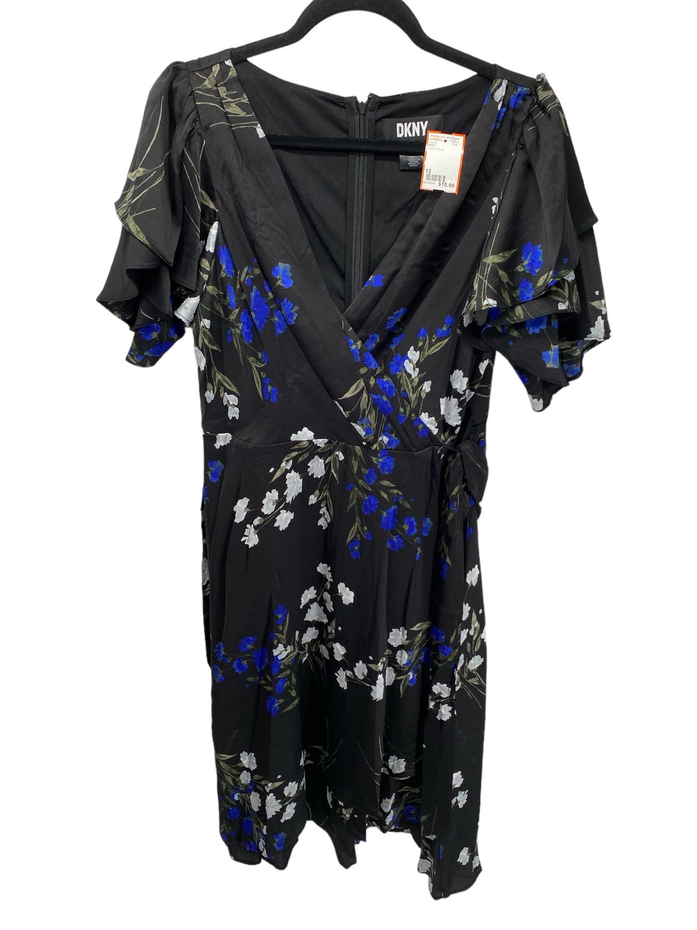 DKNY Misses Size 12 Black Floral Casual