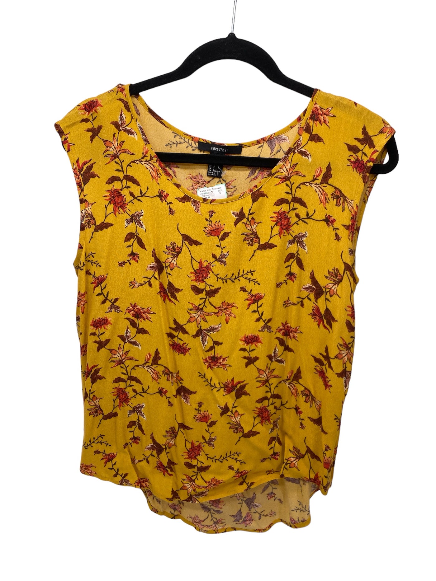 Forever 21 Misses Size Small Yellow Floral SL Blouse