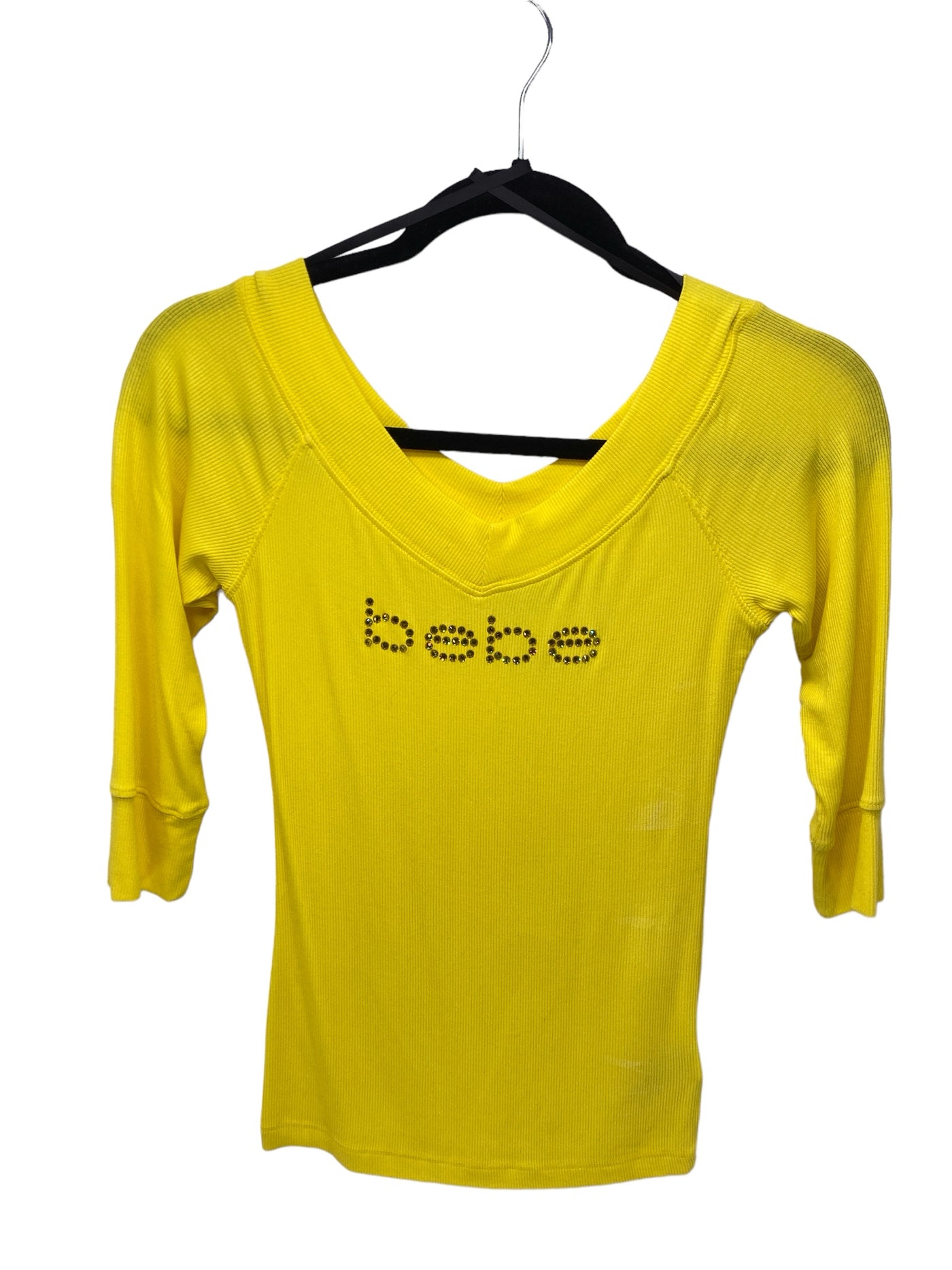 Bebe Misses Size Small Yellow 3/4 Blouse