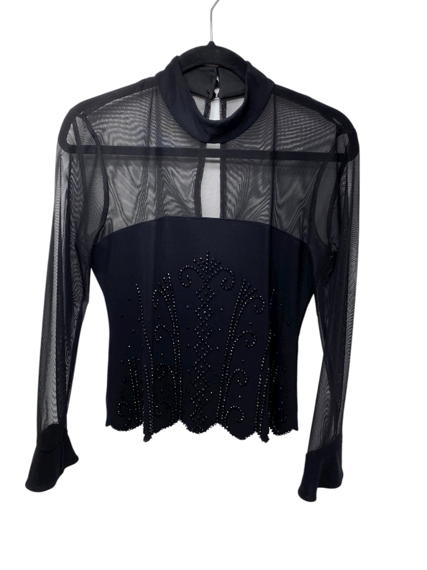 Dress Barn Misses Size S/M Black Print LS Blouse