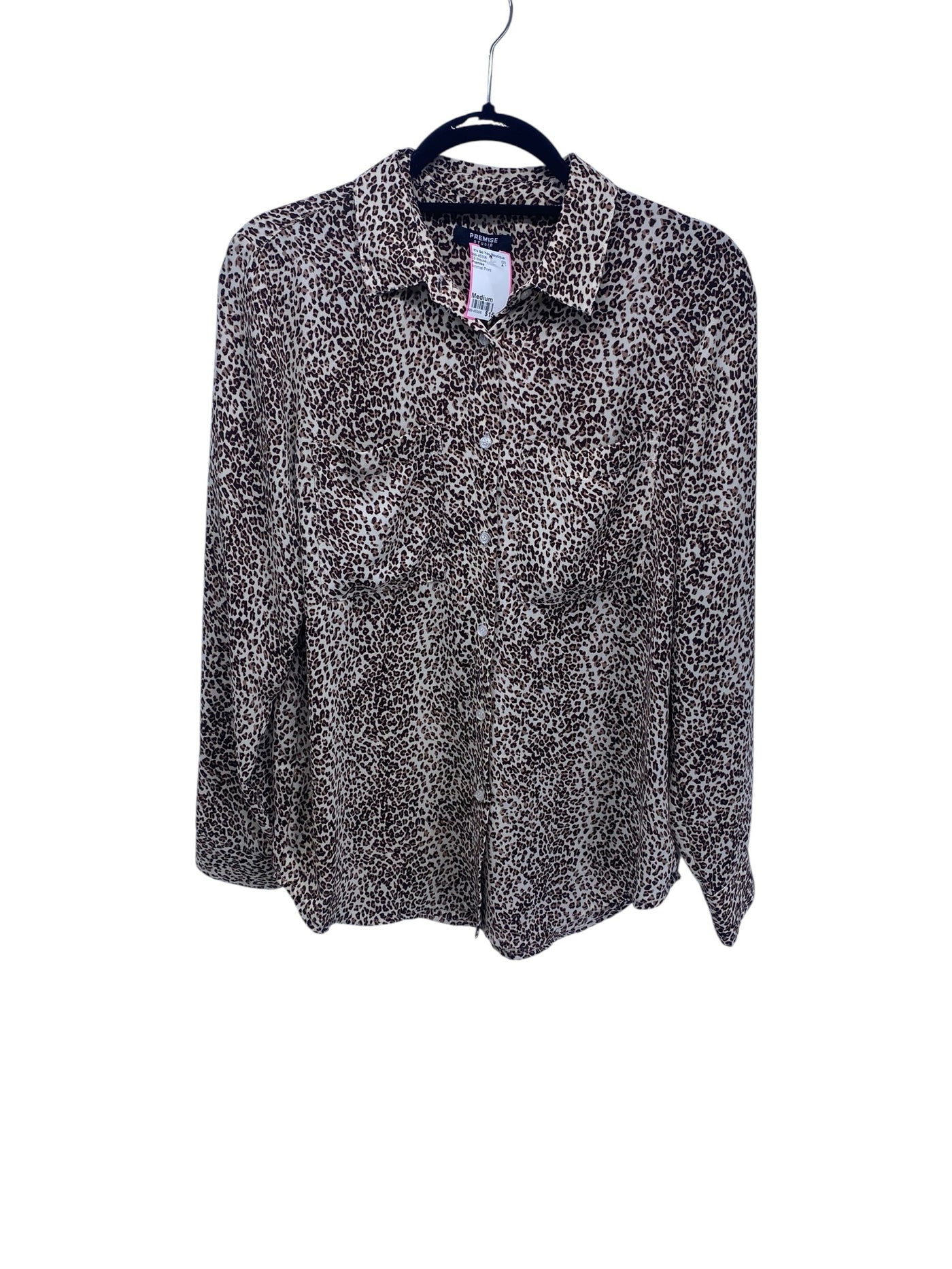 Premise Misses Size Medium Animal Print LS Blouse