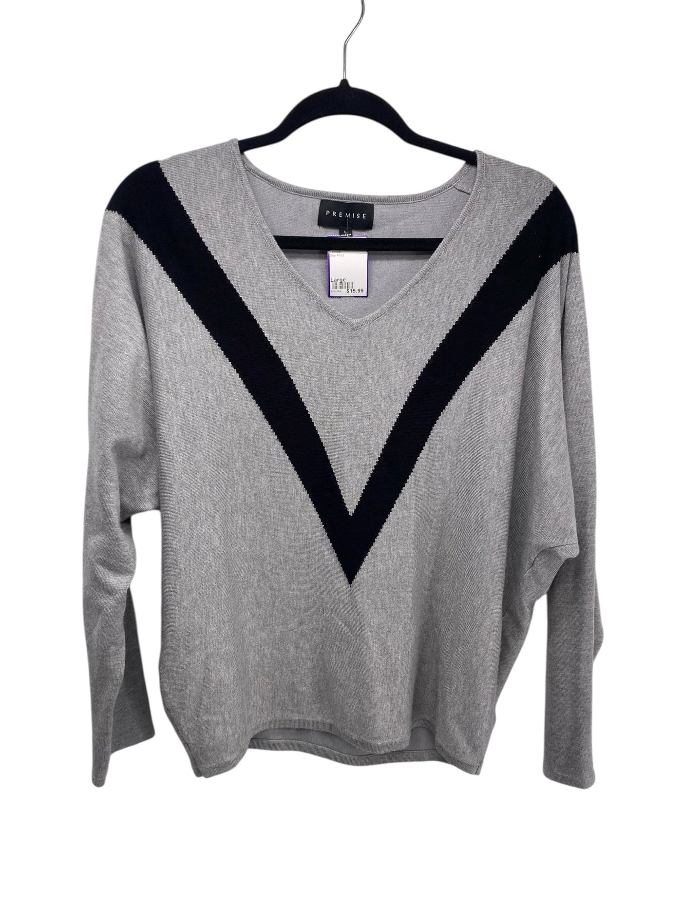 Premise Misses Size Large Grey Print LS Blouse