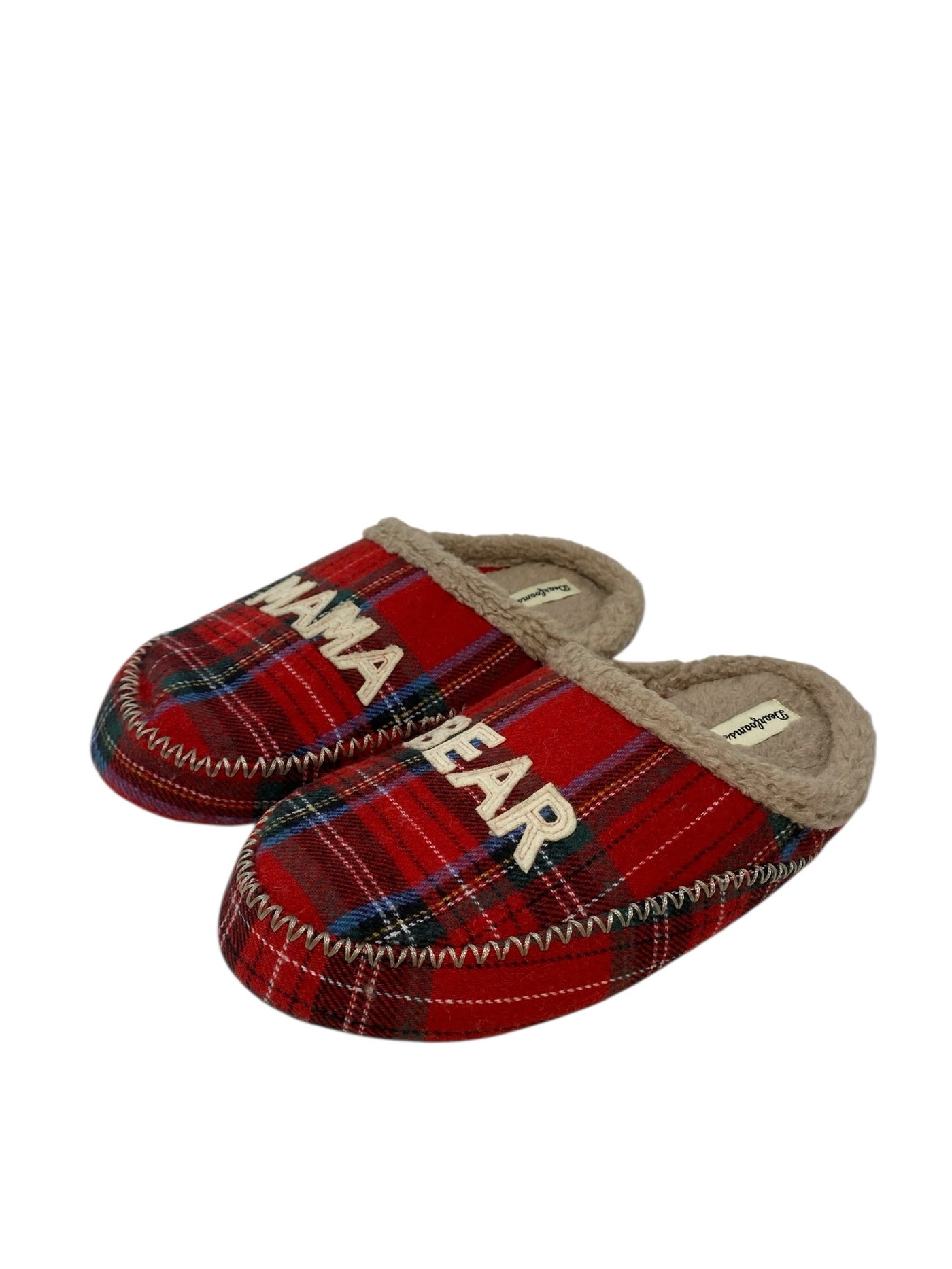 Dearfoams Women Size 11/12 Red Plaid Slippers