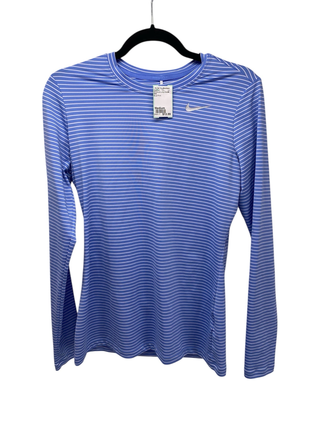 Nike Misses Size Medium Blue Print Athleisure Long Sleeve