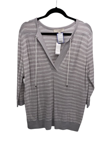 Loft Misses Size XL Grey Print New With Tags LS Blouse