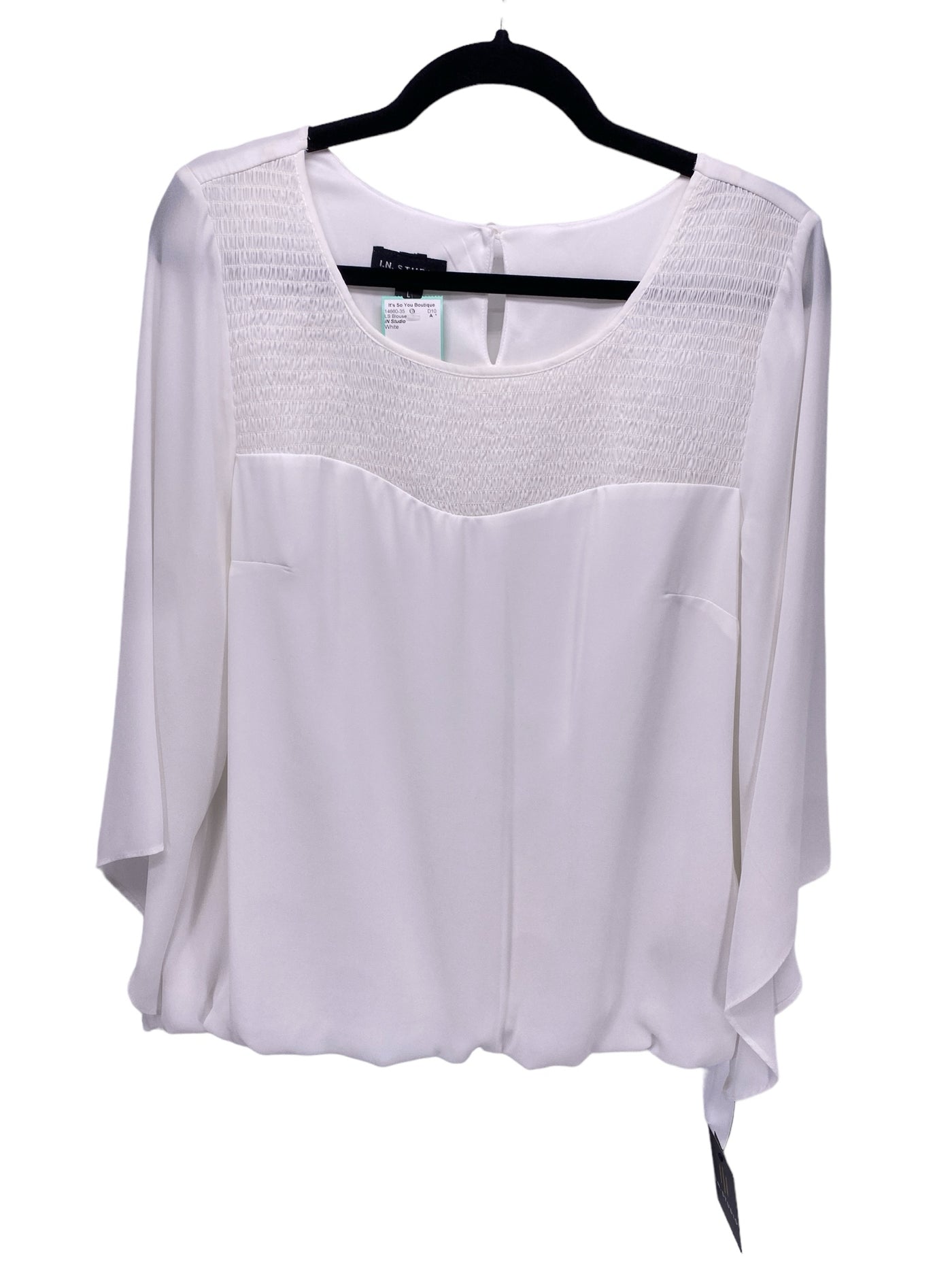 IN Studio Misses Size Large White LS Blouse