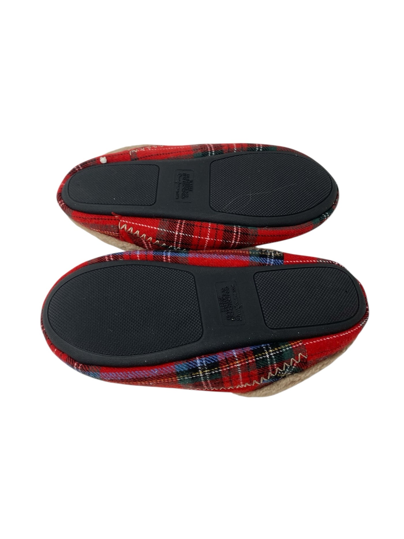 Dearfoams Women Size 11/12 Red Plaid Slippers