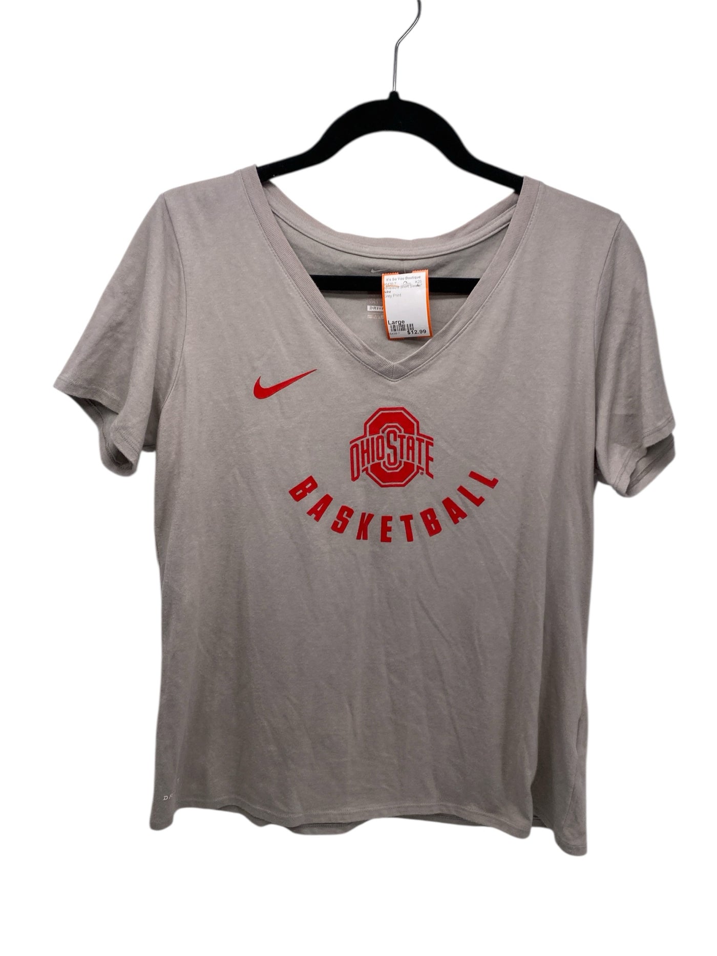 Nike Misses Size Large Grey Print Athleisure Short Sleeve