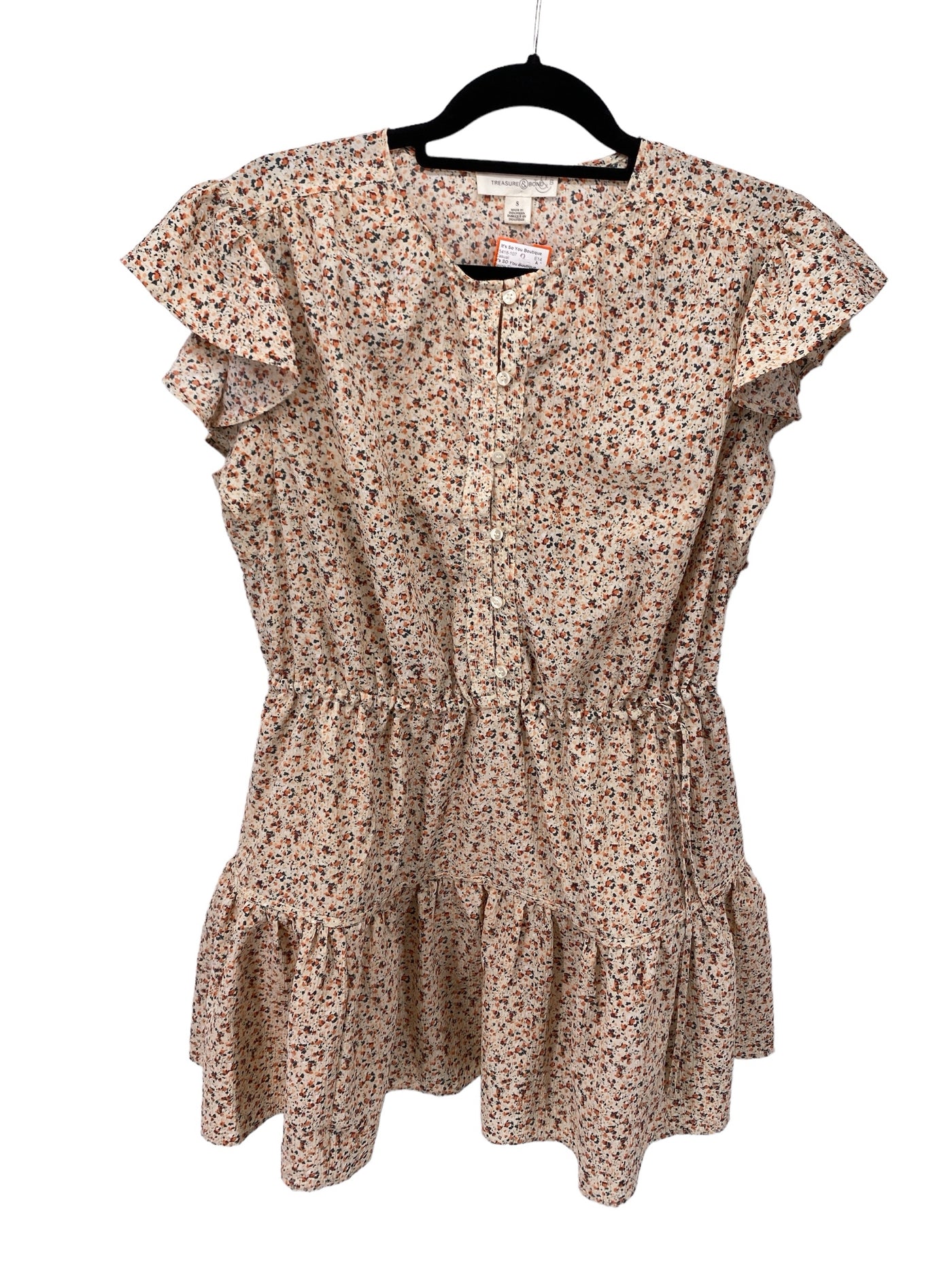 It's SO You Boutique Misses Size Small Beige Floral Casual