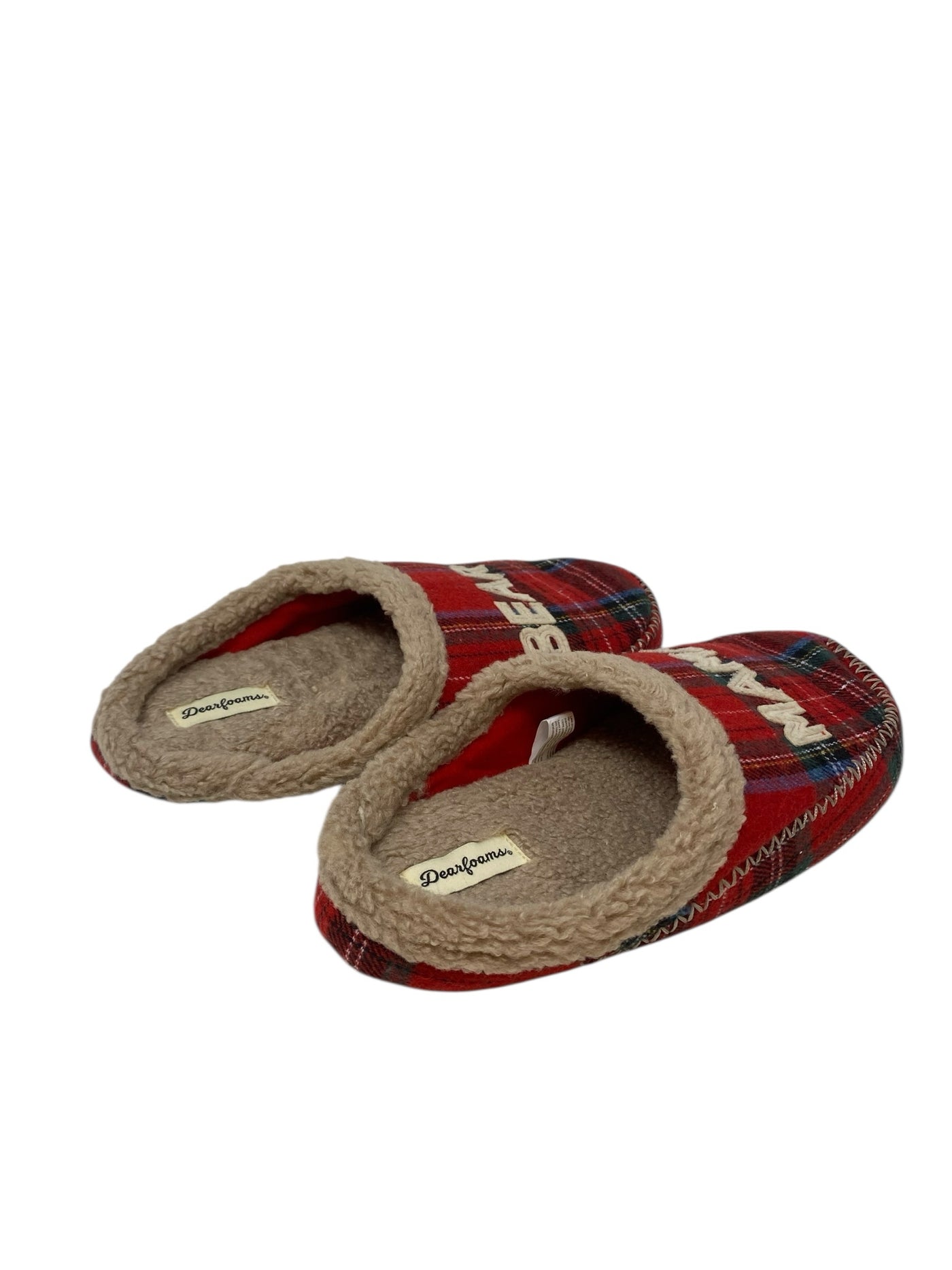 Dearfoams Women Size 11/12 Red Plaid Slippers