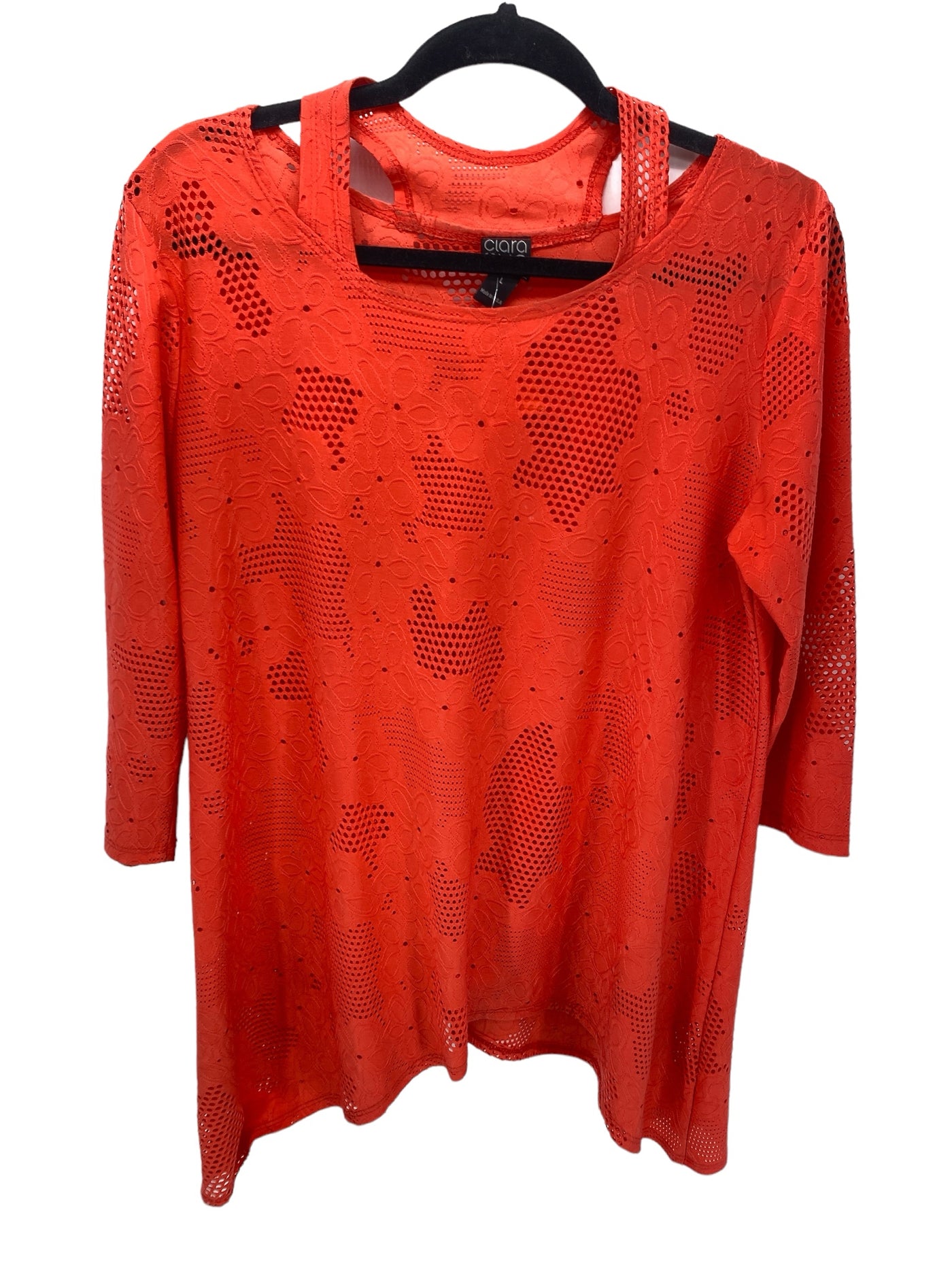 Clara Sun Woo Misses Size Large Coral LS Casual