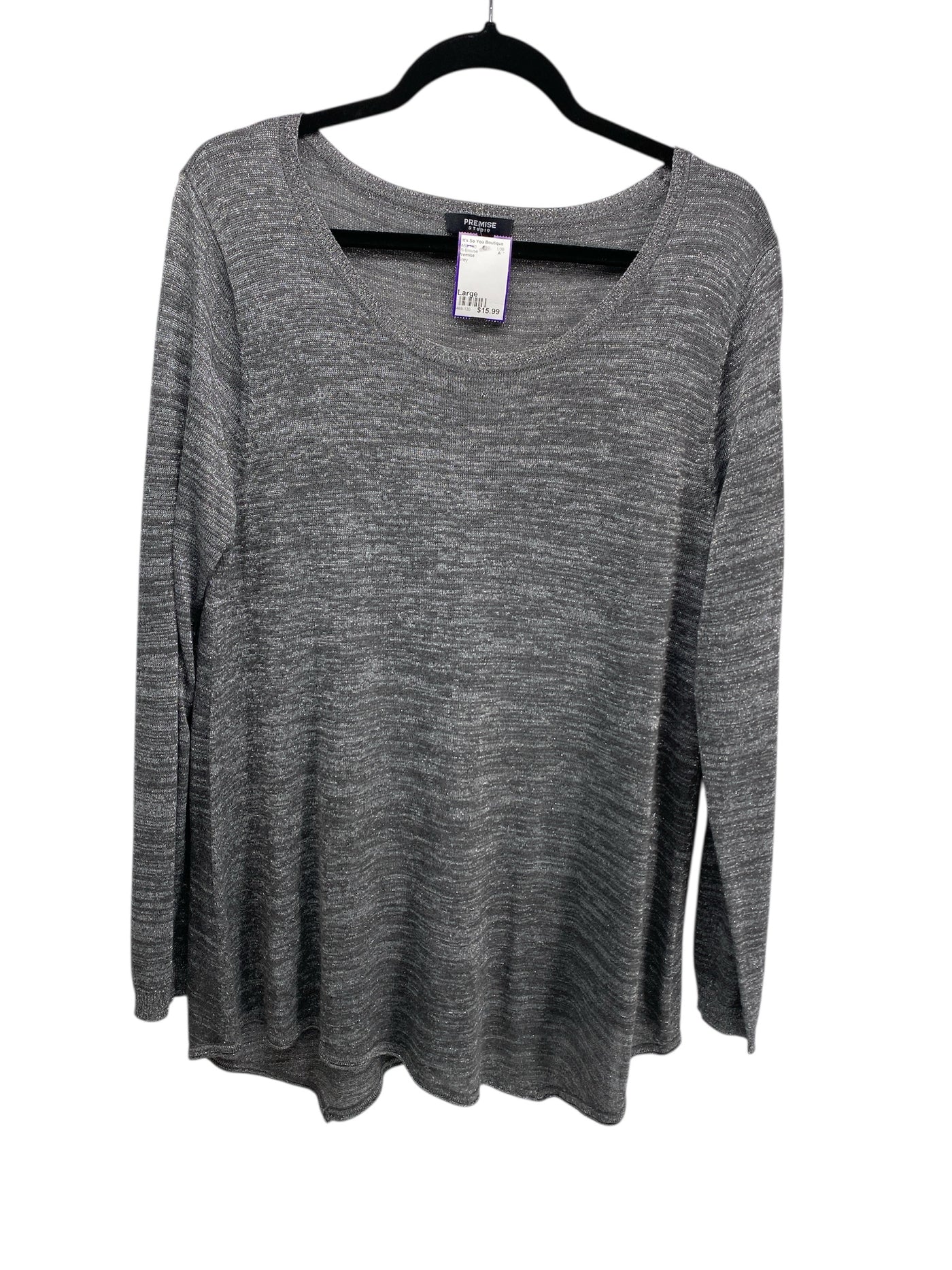 Premise Misses Size Large Grey LS Blouse