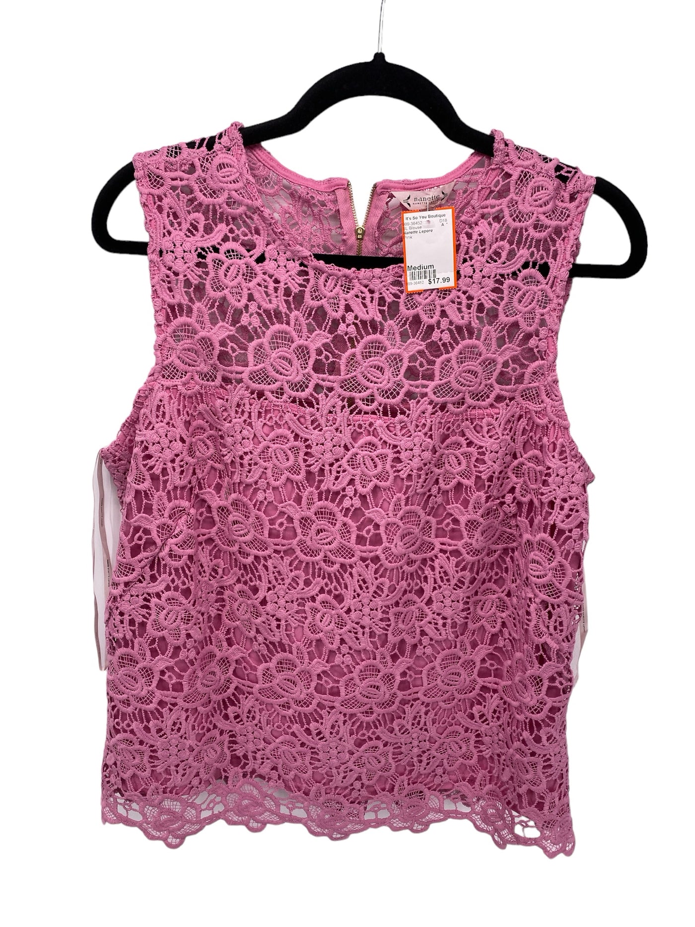 Nanette Lepore Misses Size Medium Pink SL Blouse