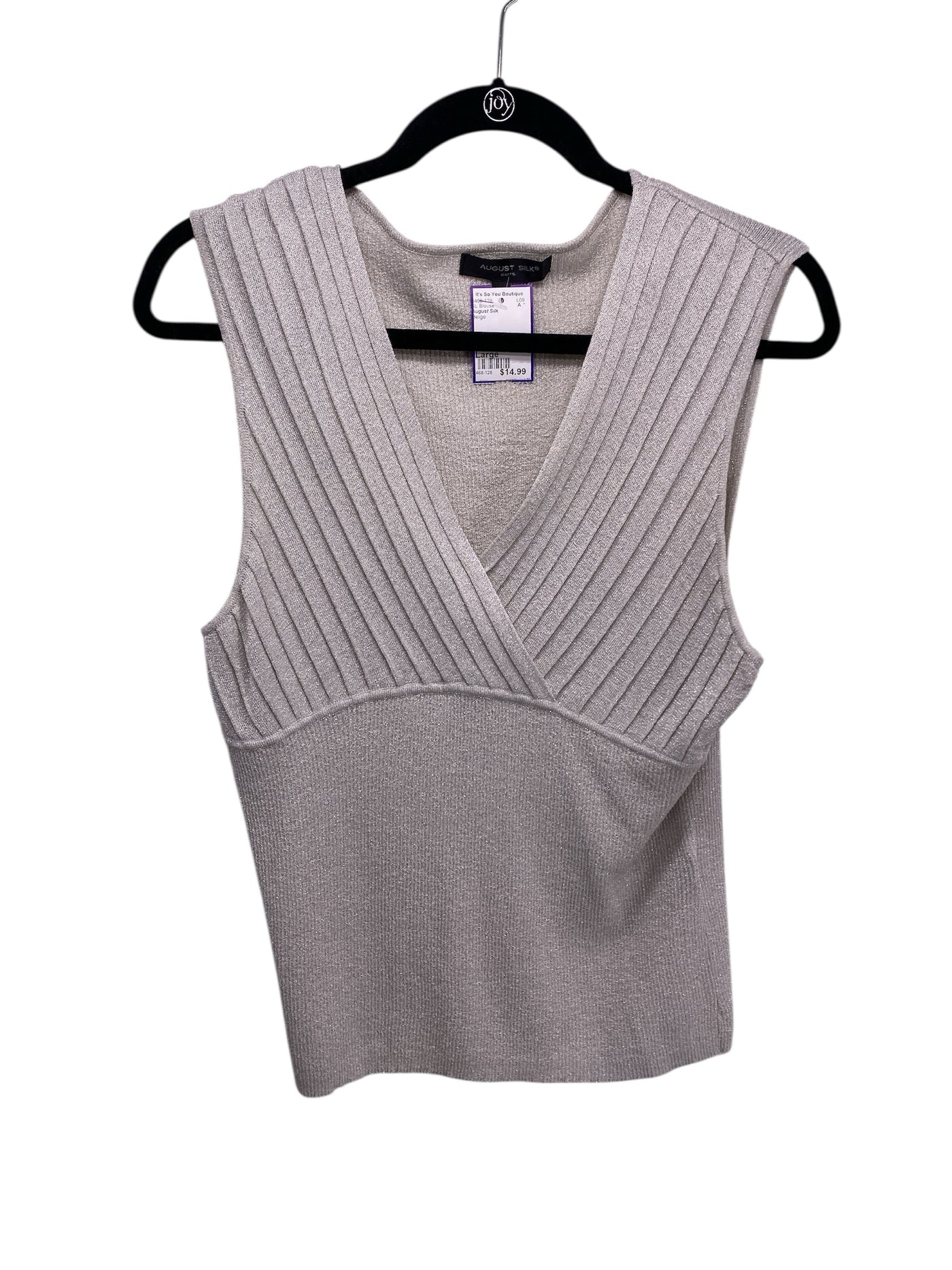 August Silk Misses Size Large Beige SL Blouse