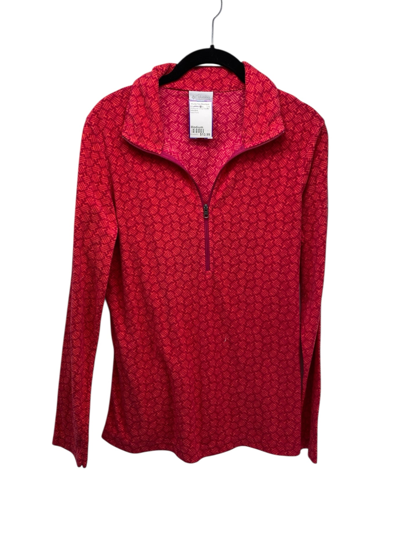 Columbia Misses Size Medium Pink Print Athleisure Long Sleeve