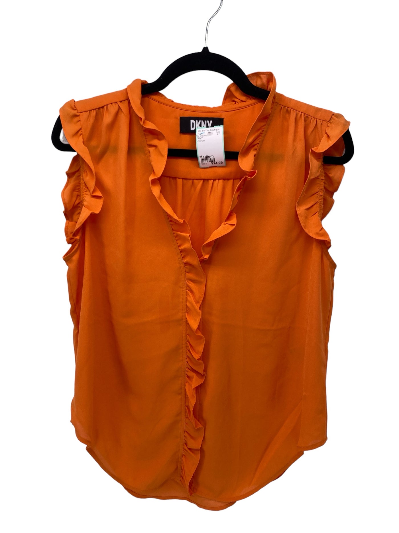 DKNY Misses Size Medium Orange SL Blouse