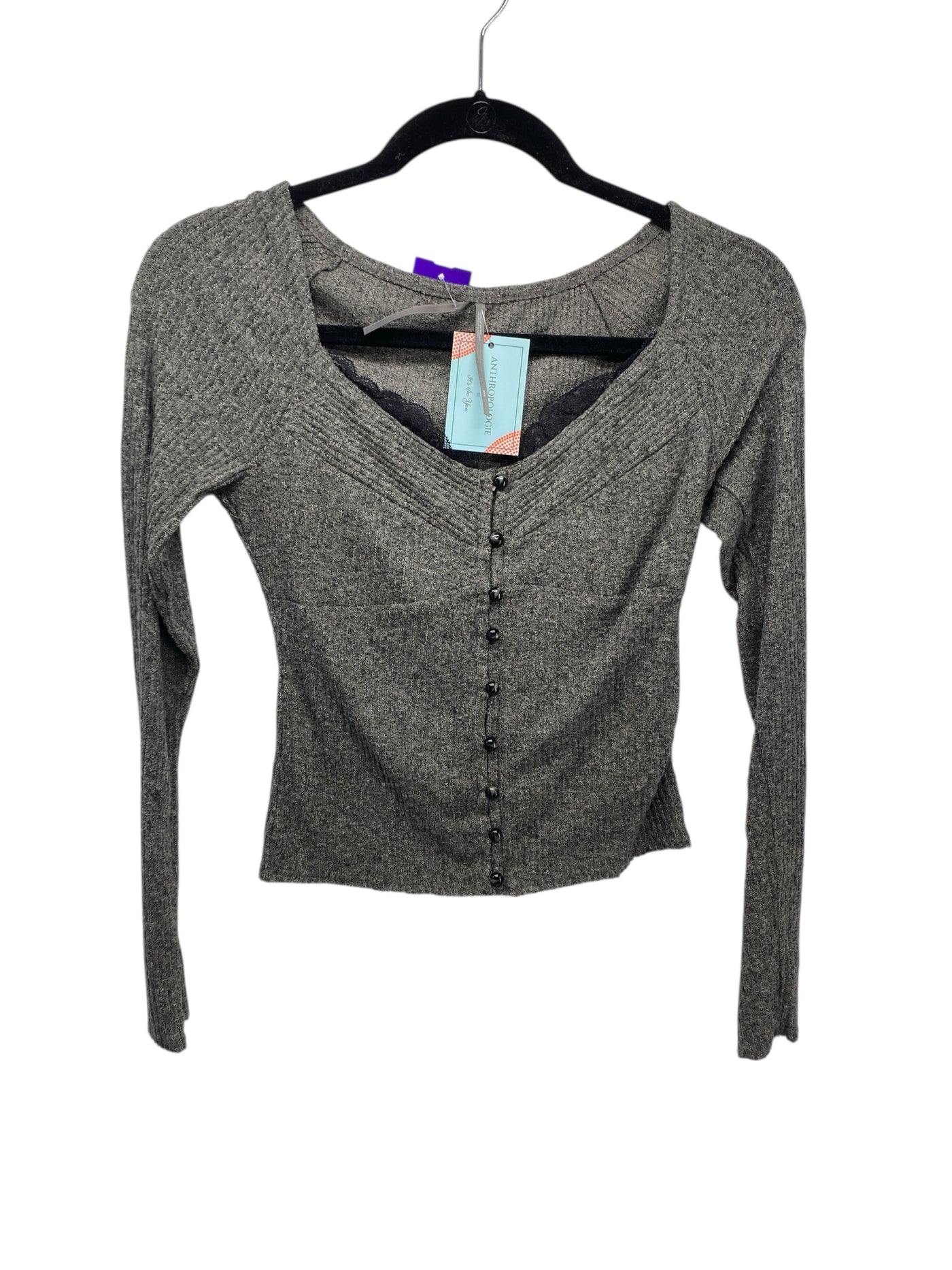 Anthropologie Misses Size XXS Grey LS Blouse