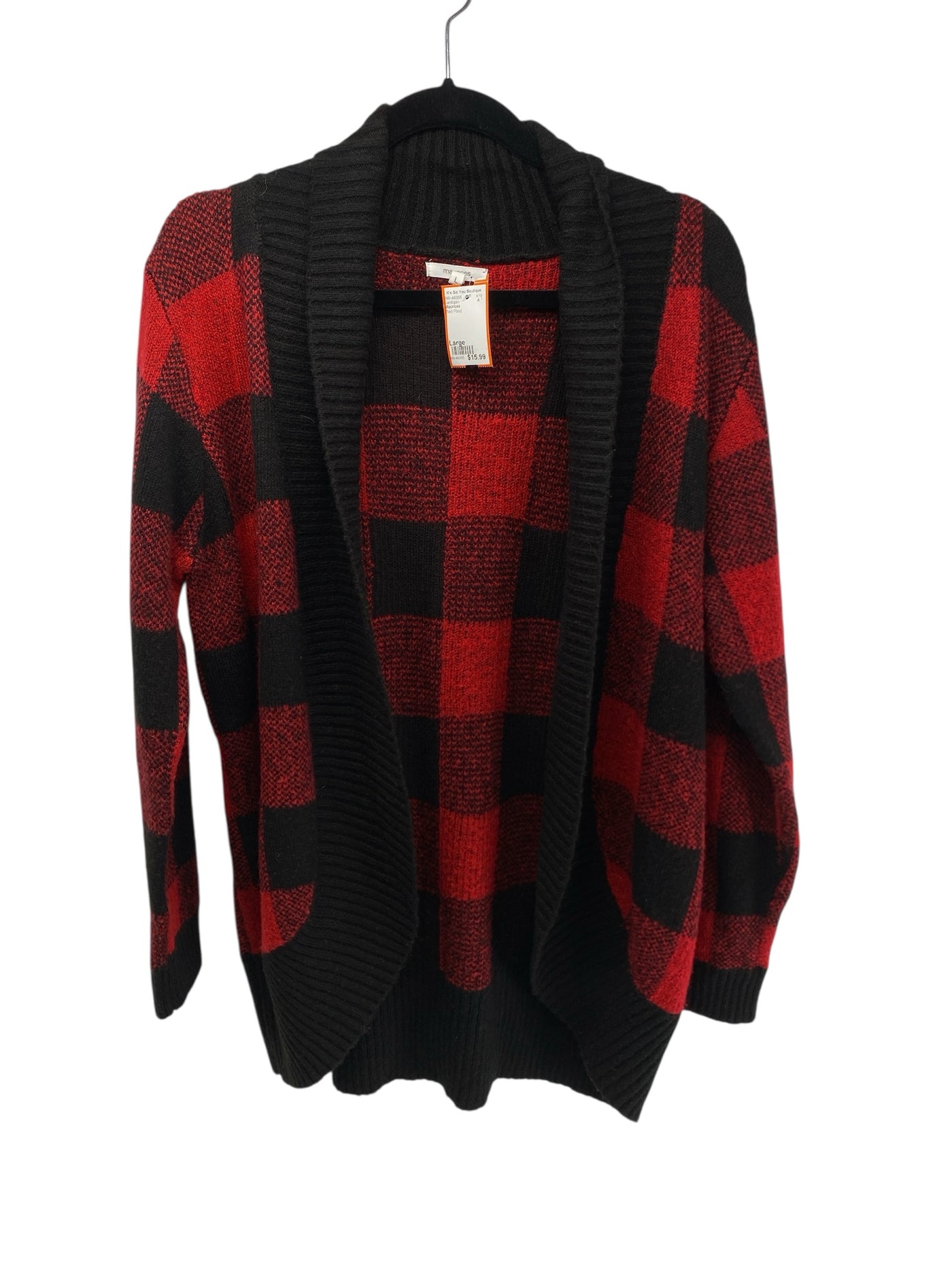 Maurices Misses Size Large Red Plaid Cardigan