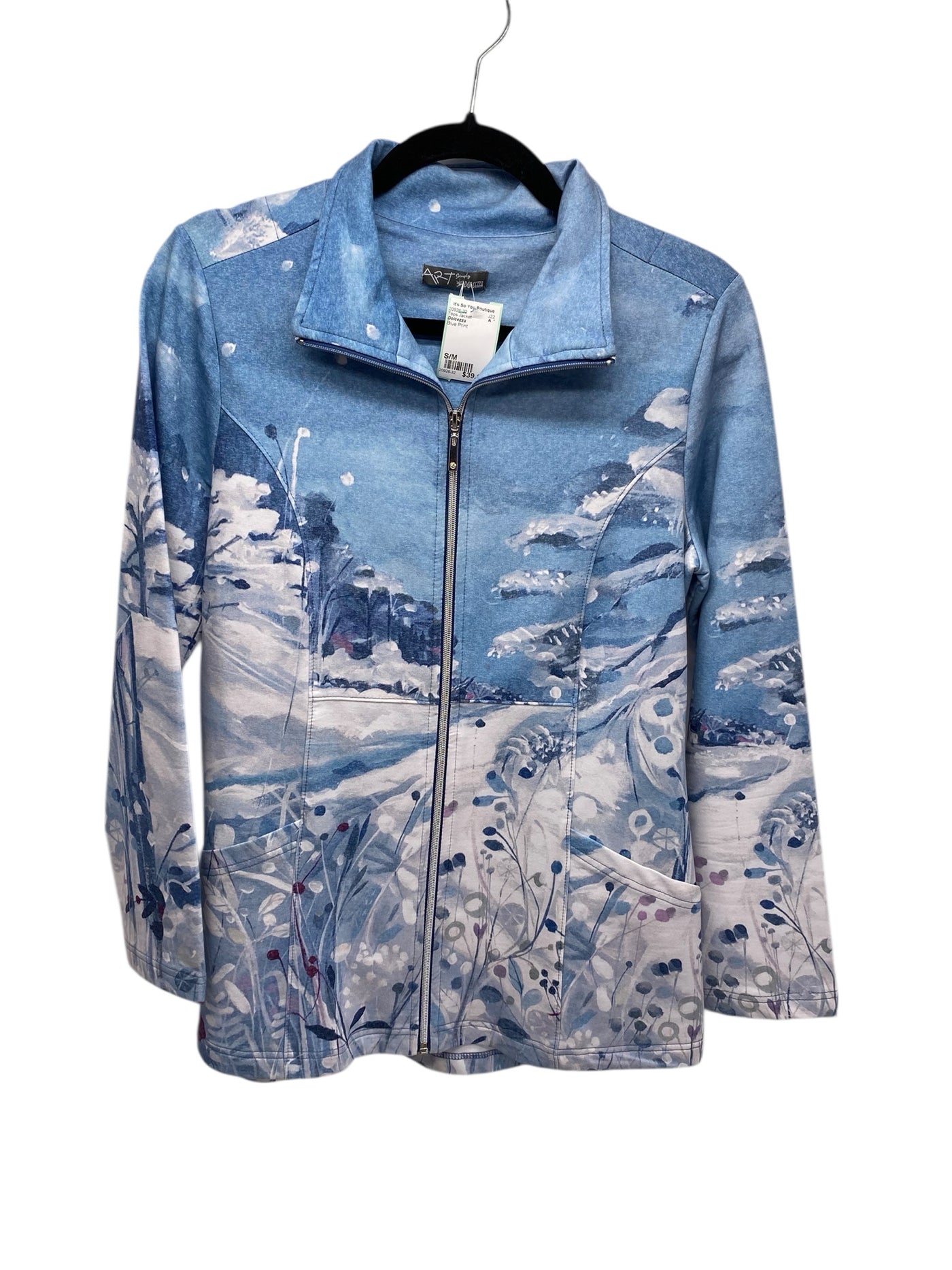 Dolcezza Misses Size S/M Blue Print Tops Jacket