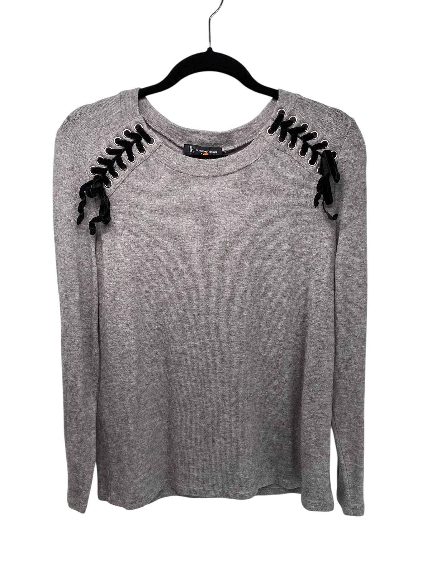 INC Misses Size Large Grey LS Blouse