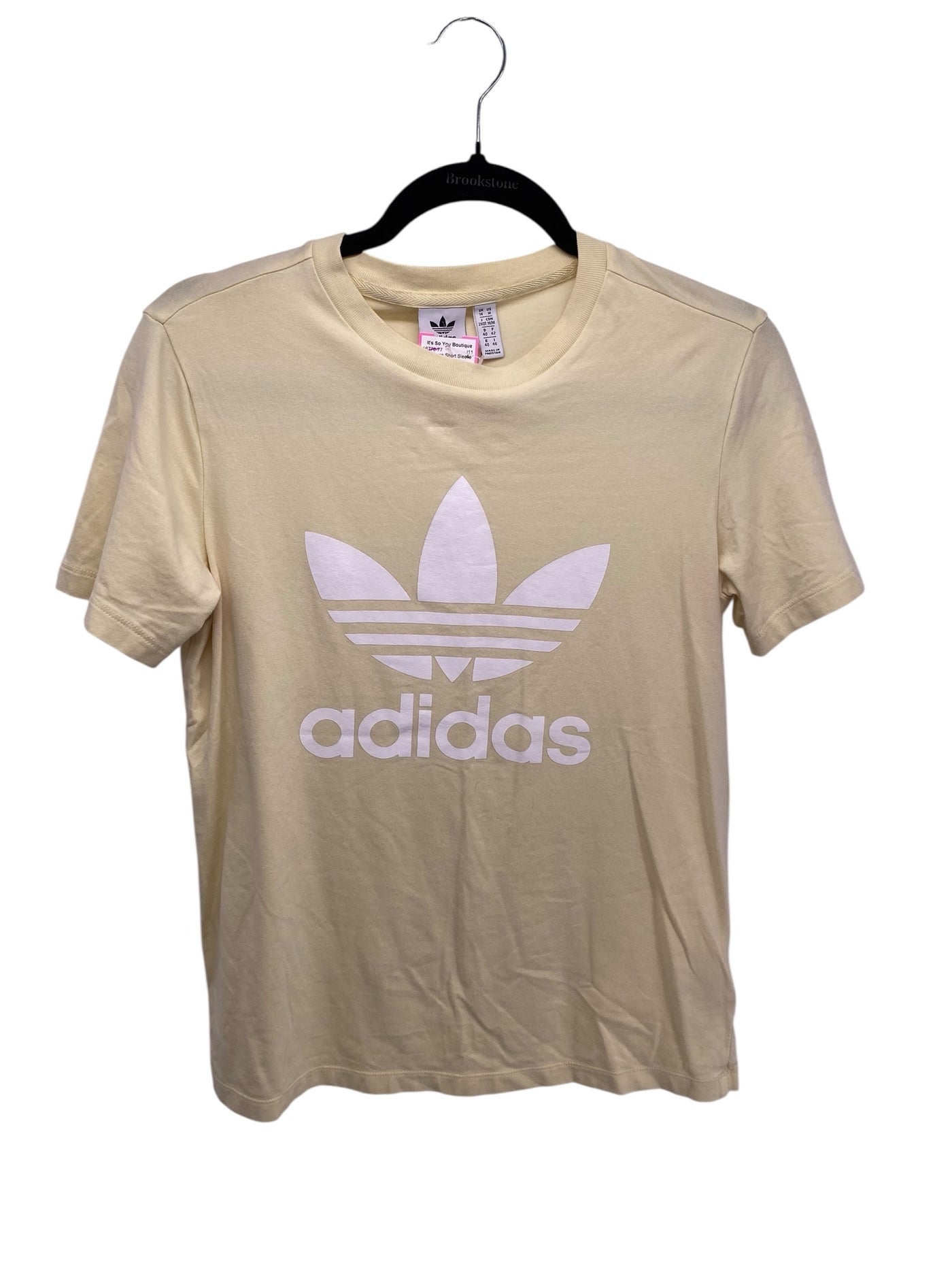 Adidas Misses Size Medium Yellow Athleisure Short Sleeve