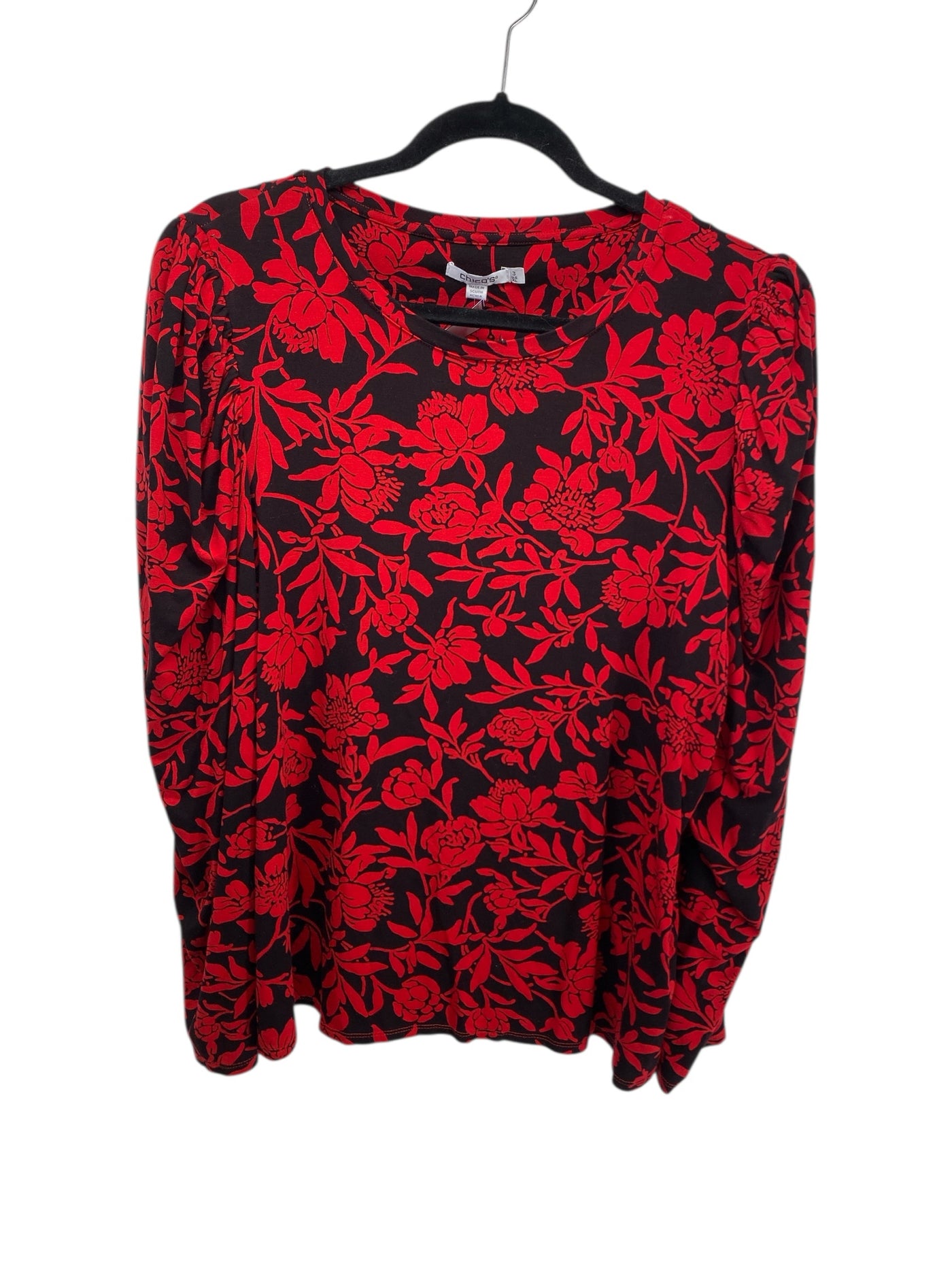 Chico's Misses Size Chico's 3 (16) Black Multi LS Blouse