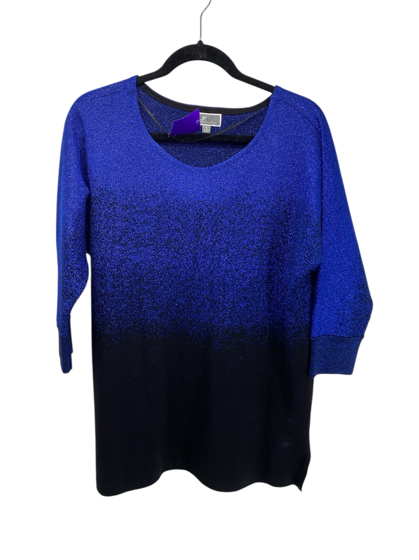 JM Collection Misses Size Large Blue 3/4 Blouse