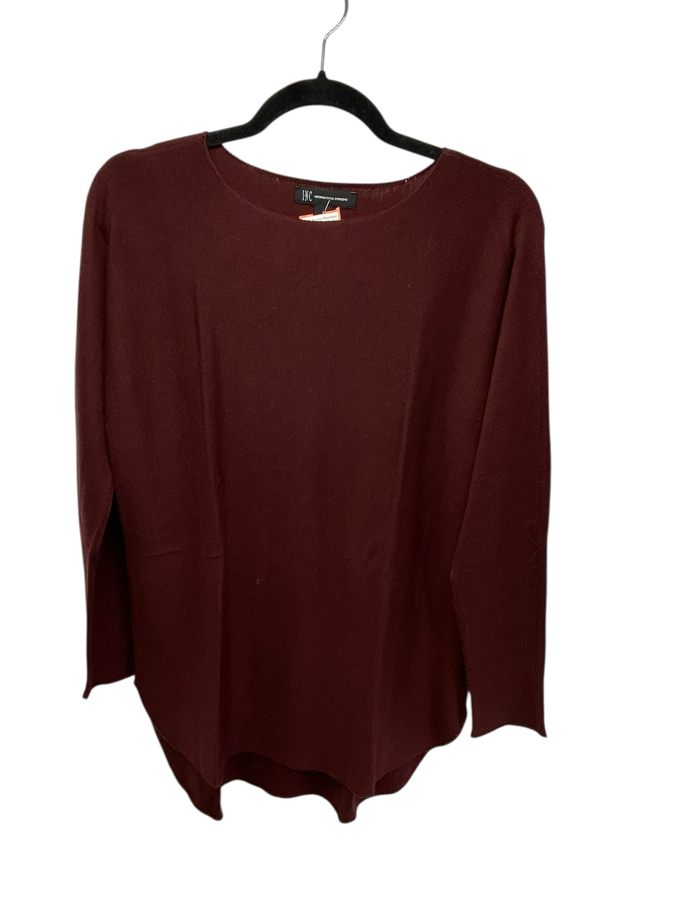 INC Misses Size Small Burgundy LS Blouse
