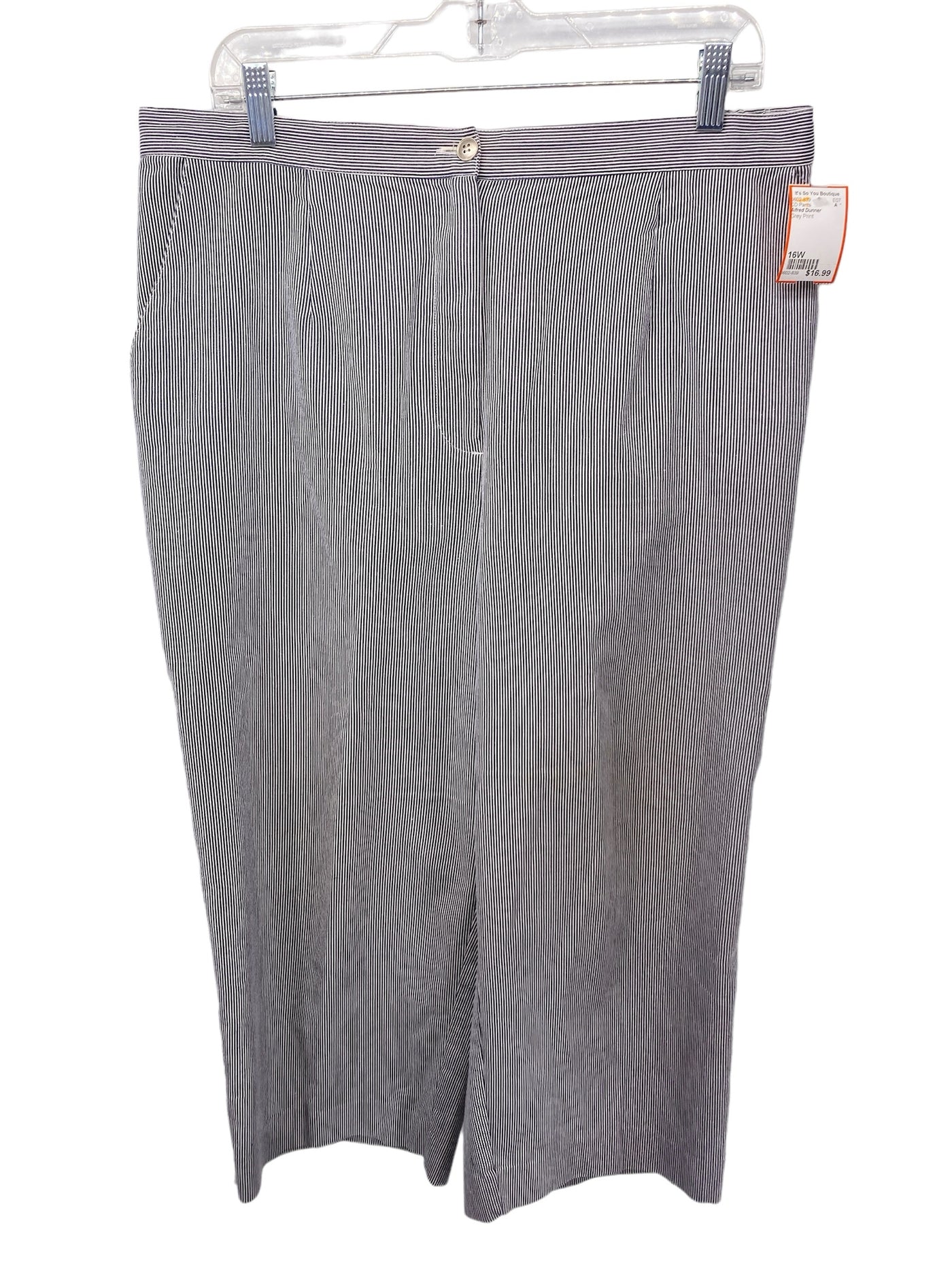 Alfred Dunner Women Size 16W Grey Print CD Pants