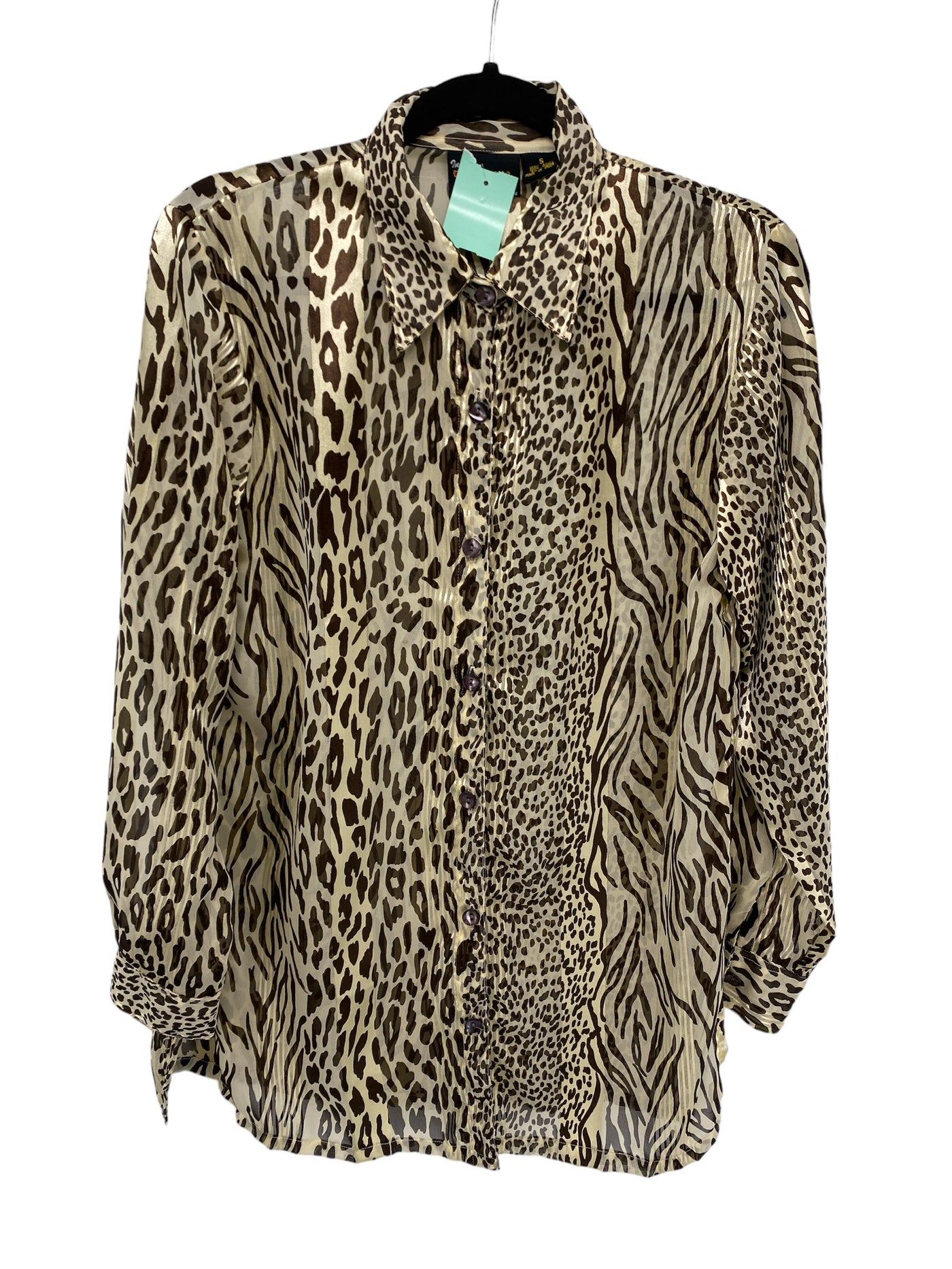 It's SO You Boutique Misses Size Small Animal Print LS Blouse
