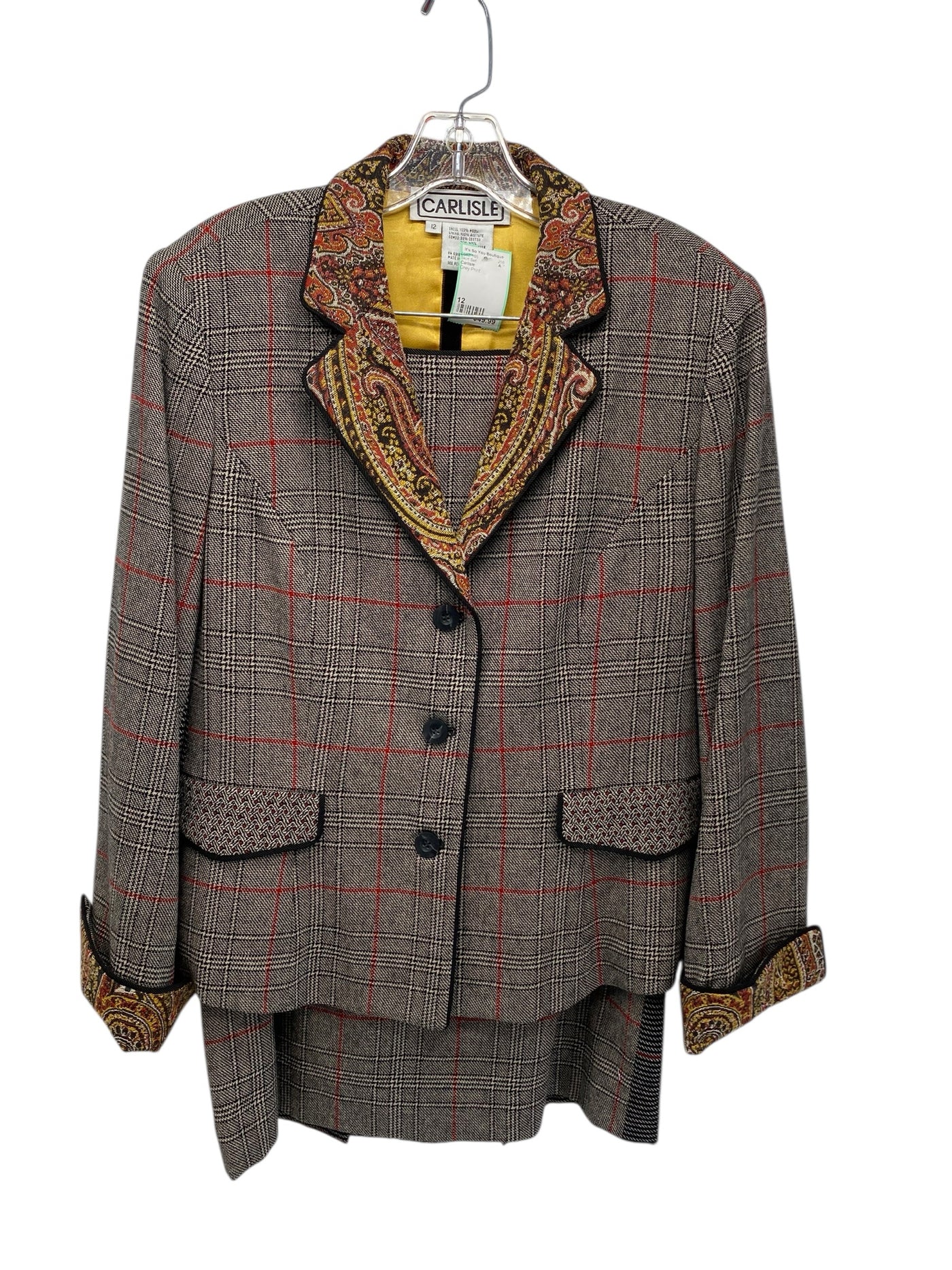 Carlisle Misses Size 12 Grey Print Skirt Set