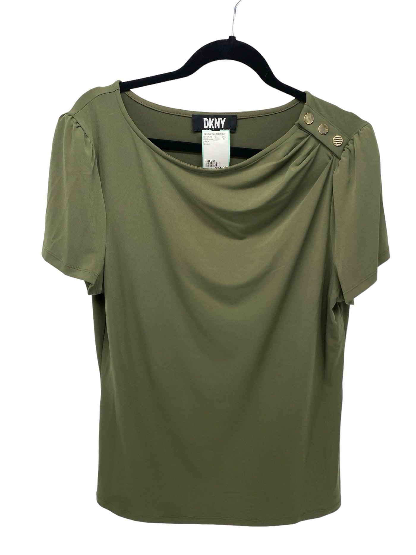 DKNY Misses Size Large Green SS Blouse