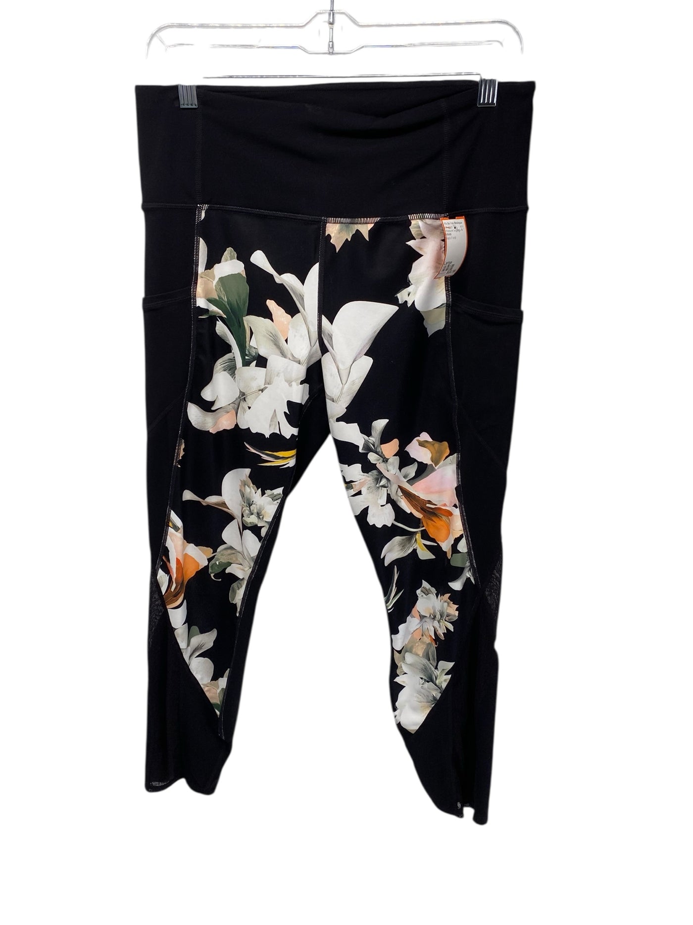 Athleta Misses Size Large Black Floral Athleisure Leggings