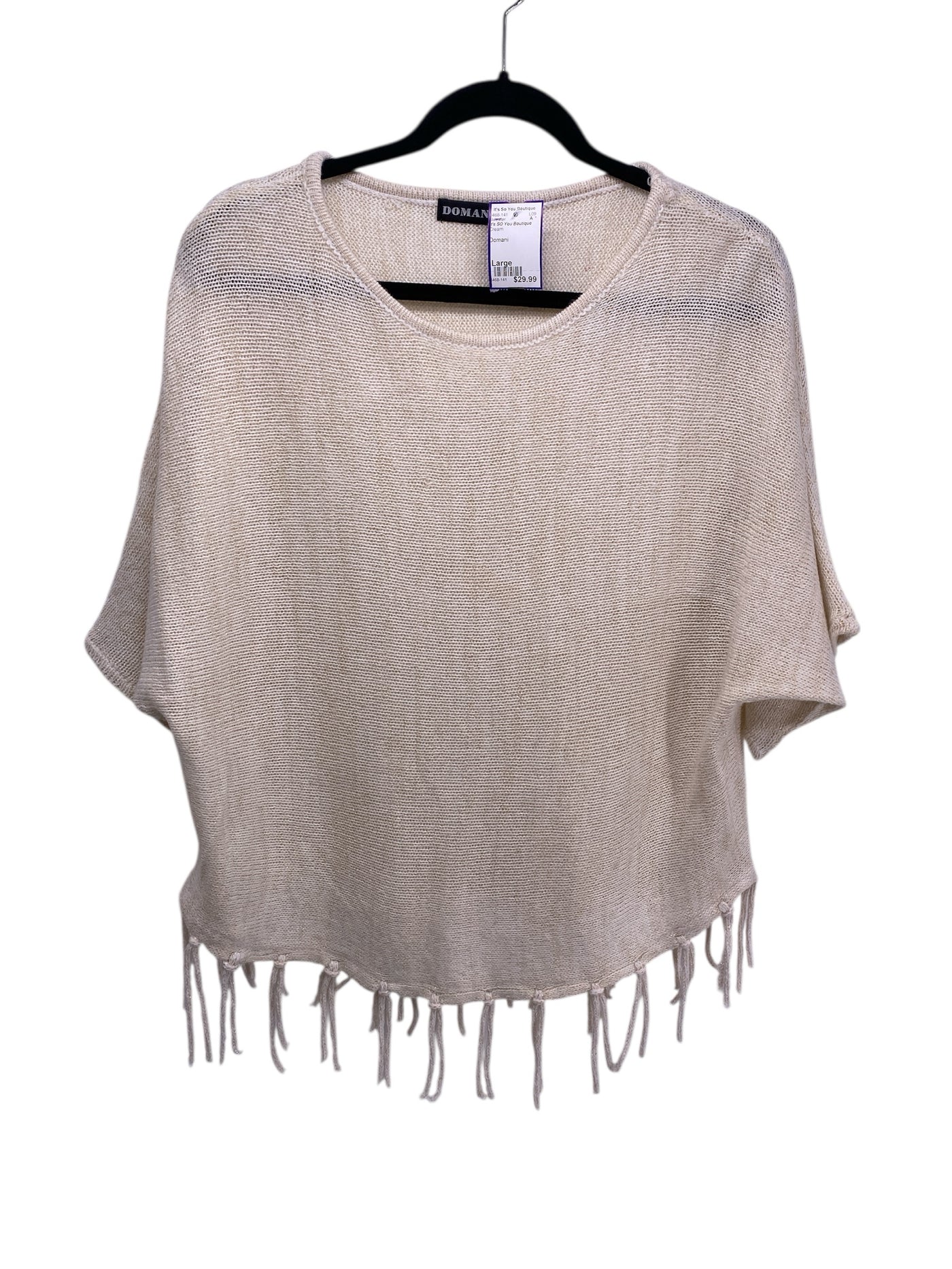 It's SO You Boutique Misses Size Large Cream Sweater