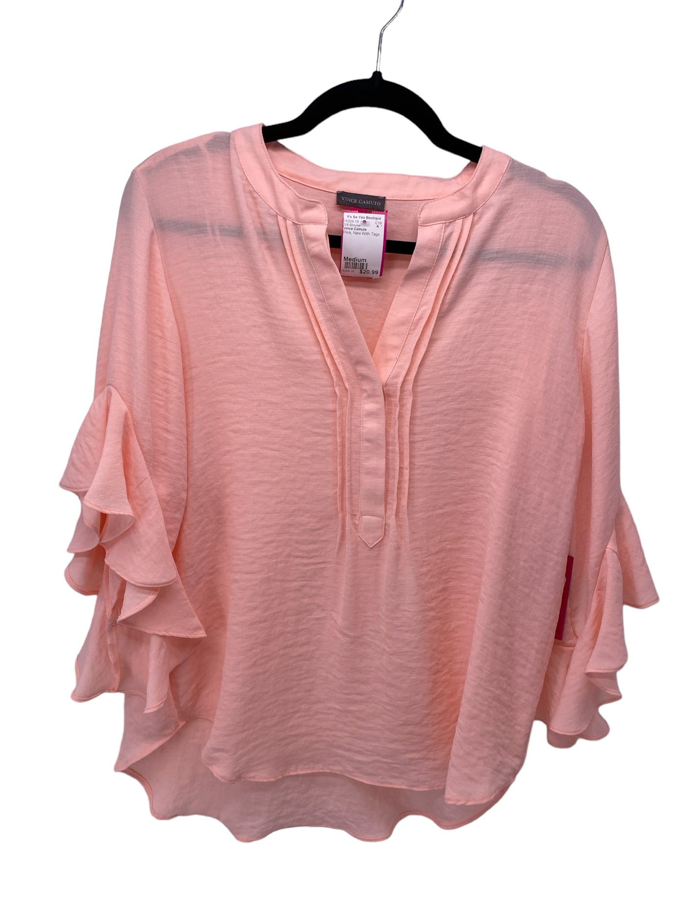 Vince Camuto Misses Size Medium Pink New With Tags 3/4 Blouse