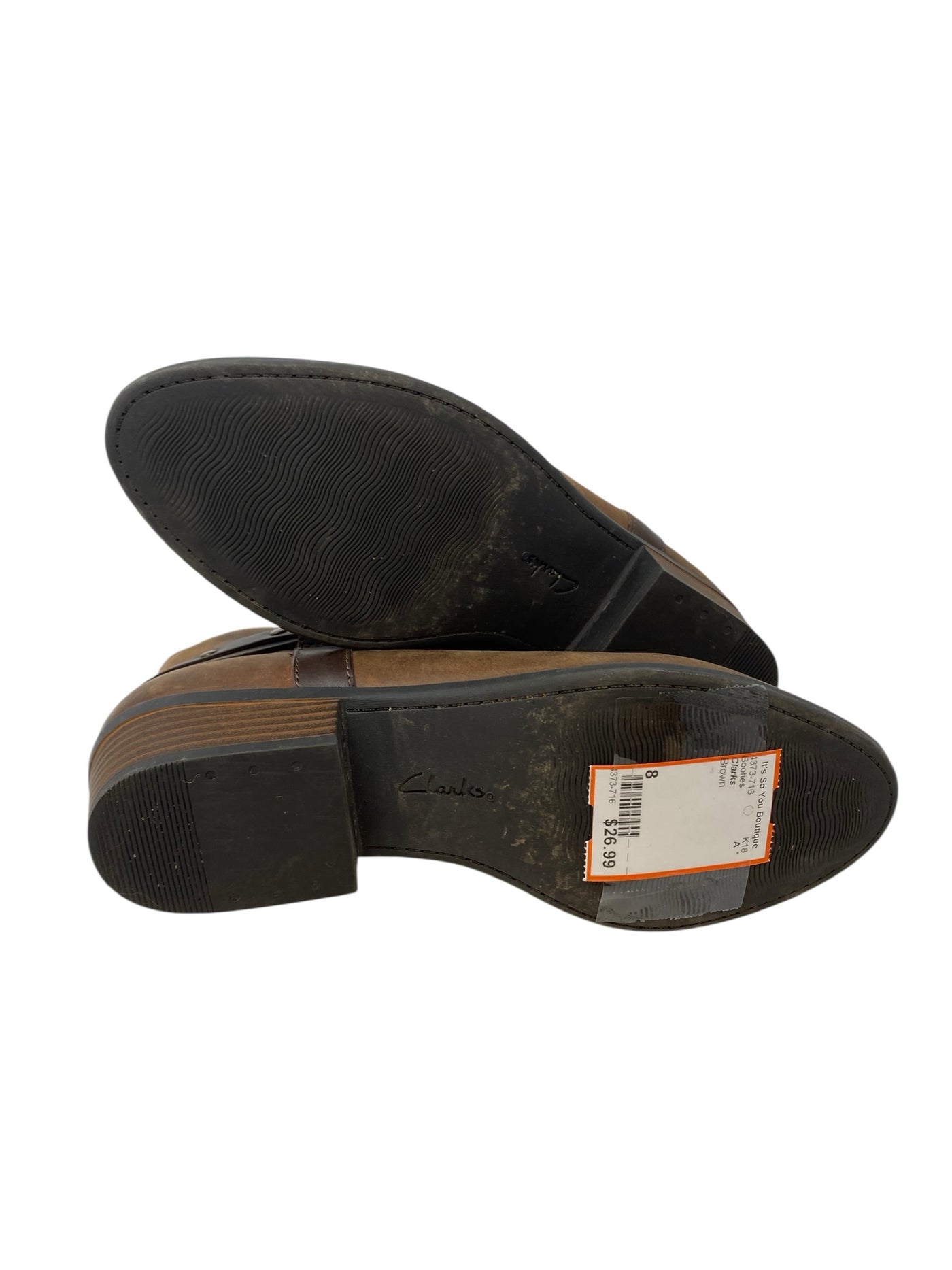 Clarks Women Size 8 Brown Booties