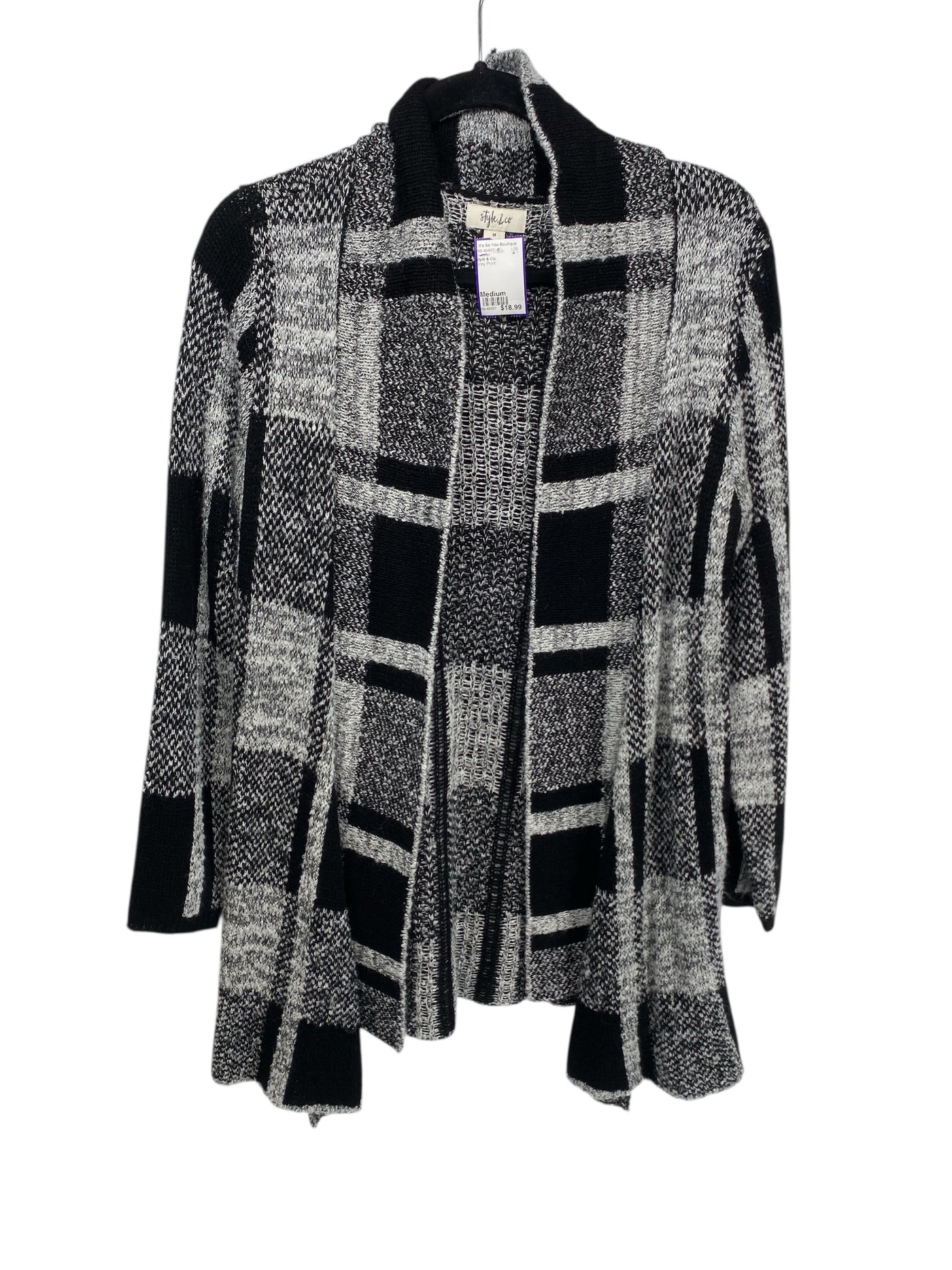 Style & Co. Misses Size Medium Grey Print Sweater