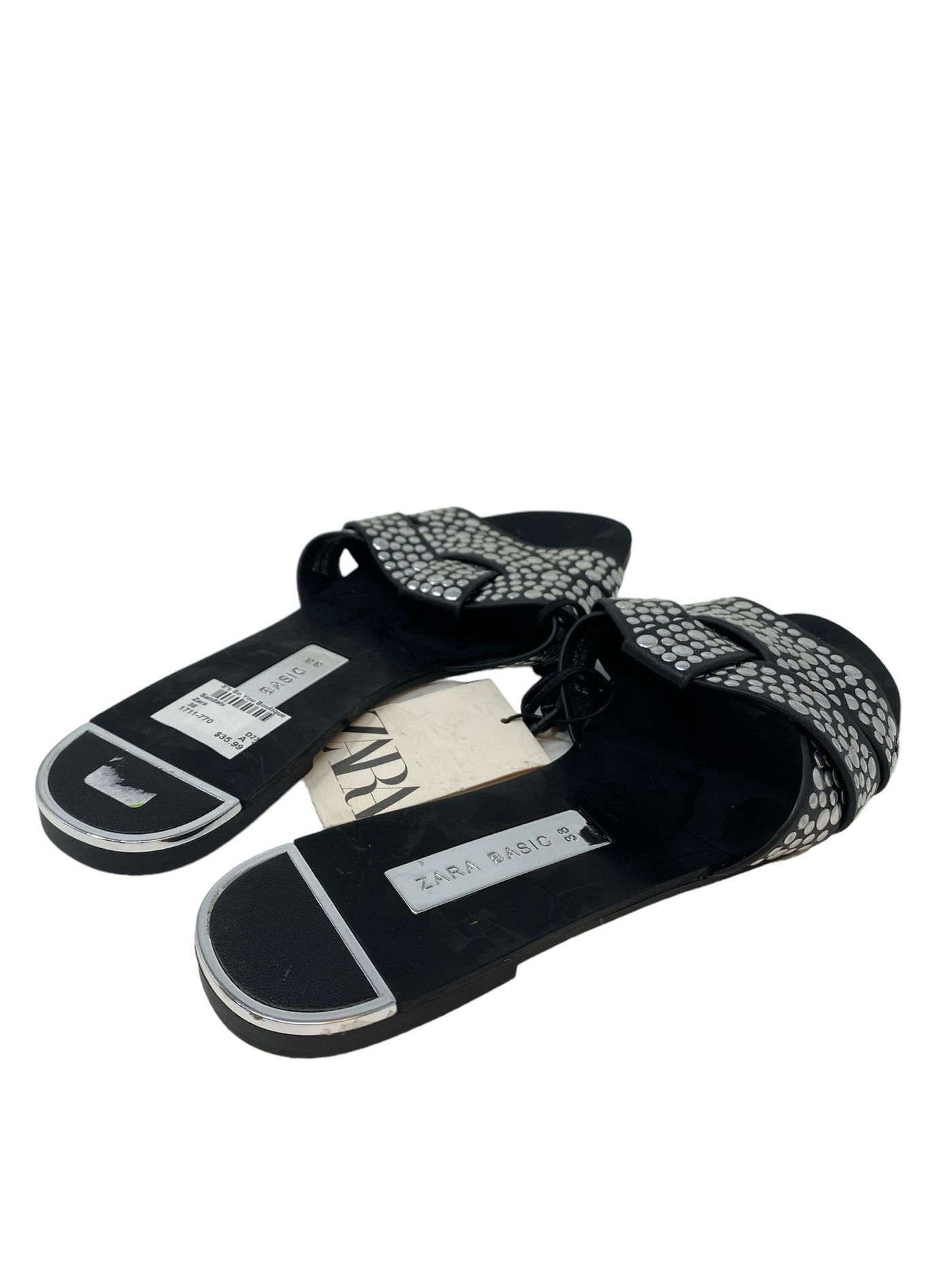 Zara Women Size 38 Black Print New With Tags Sandals