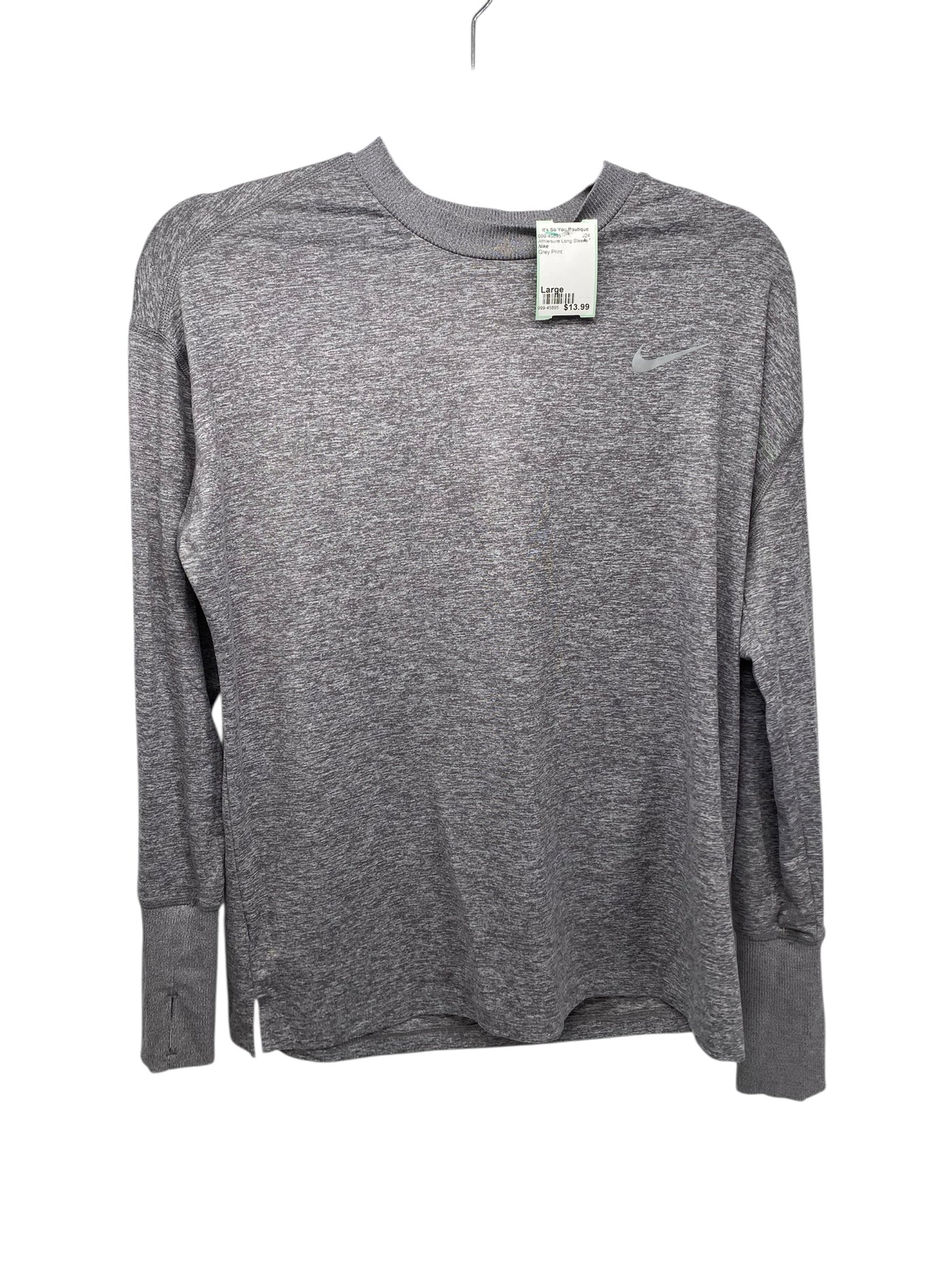 Nike Misses Size Large Grey Print Athleisure Long Sleeve