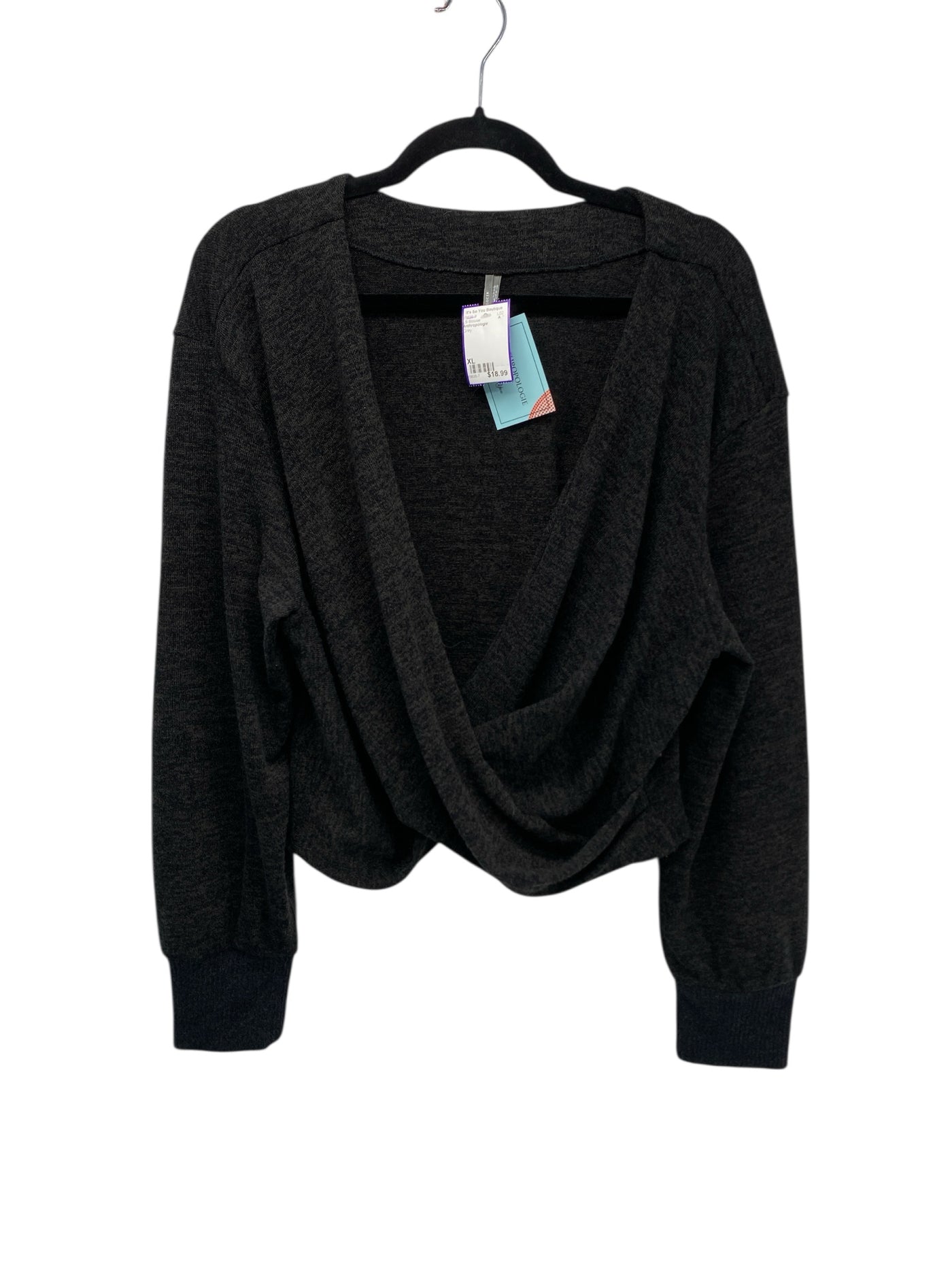 Anthropologie Misses Size XL Grey LS Blouse