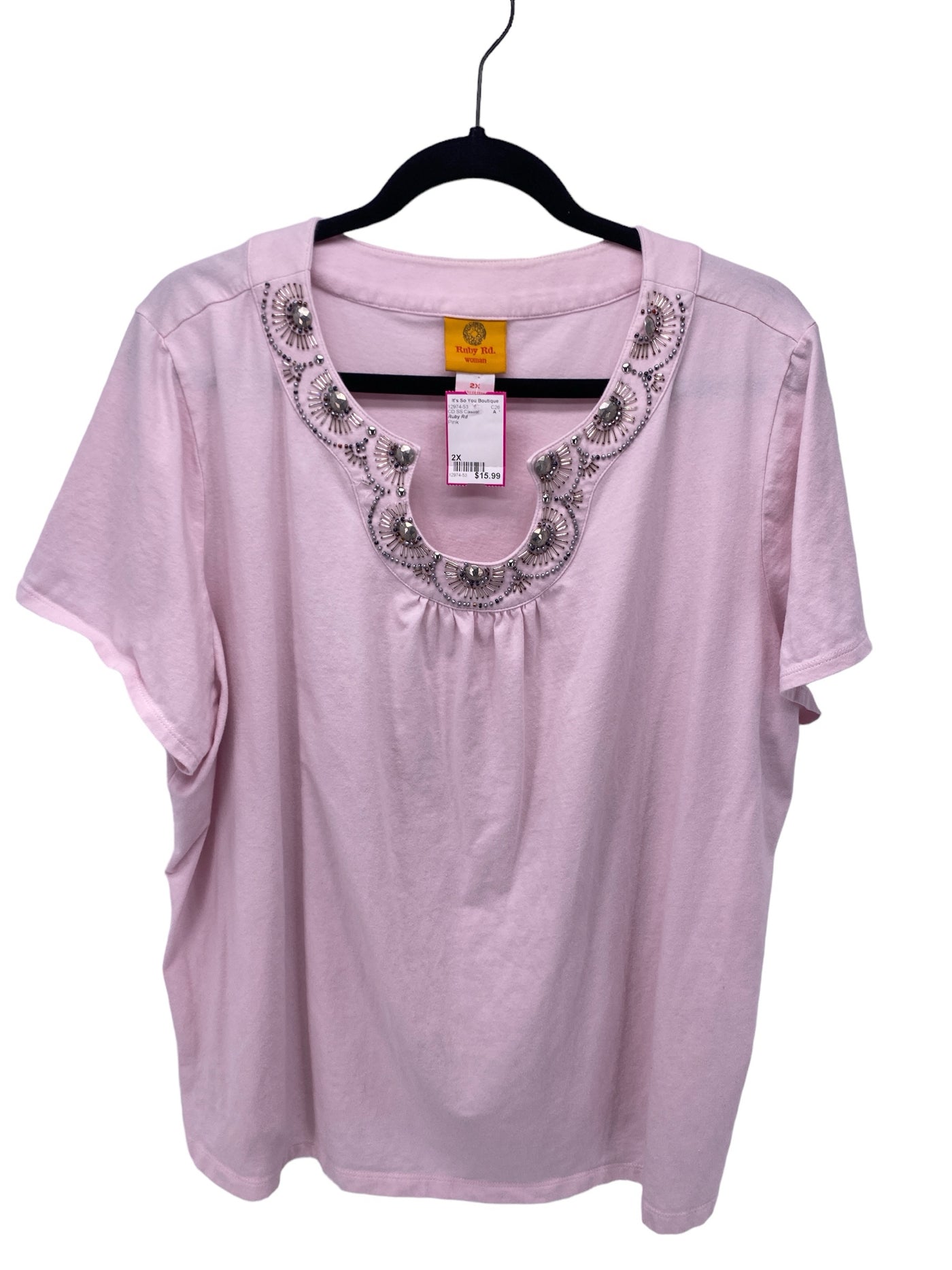 Ruby Rd Women Size 2X Pink CD SS Casual