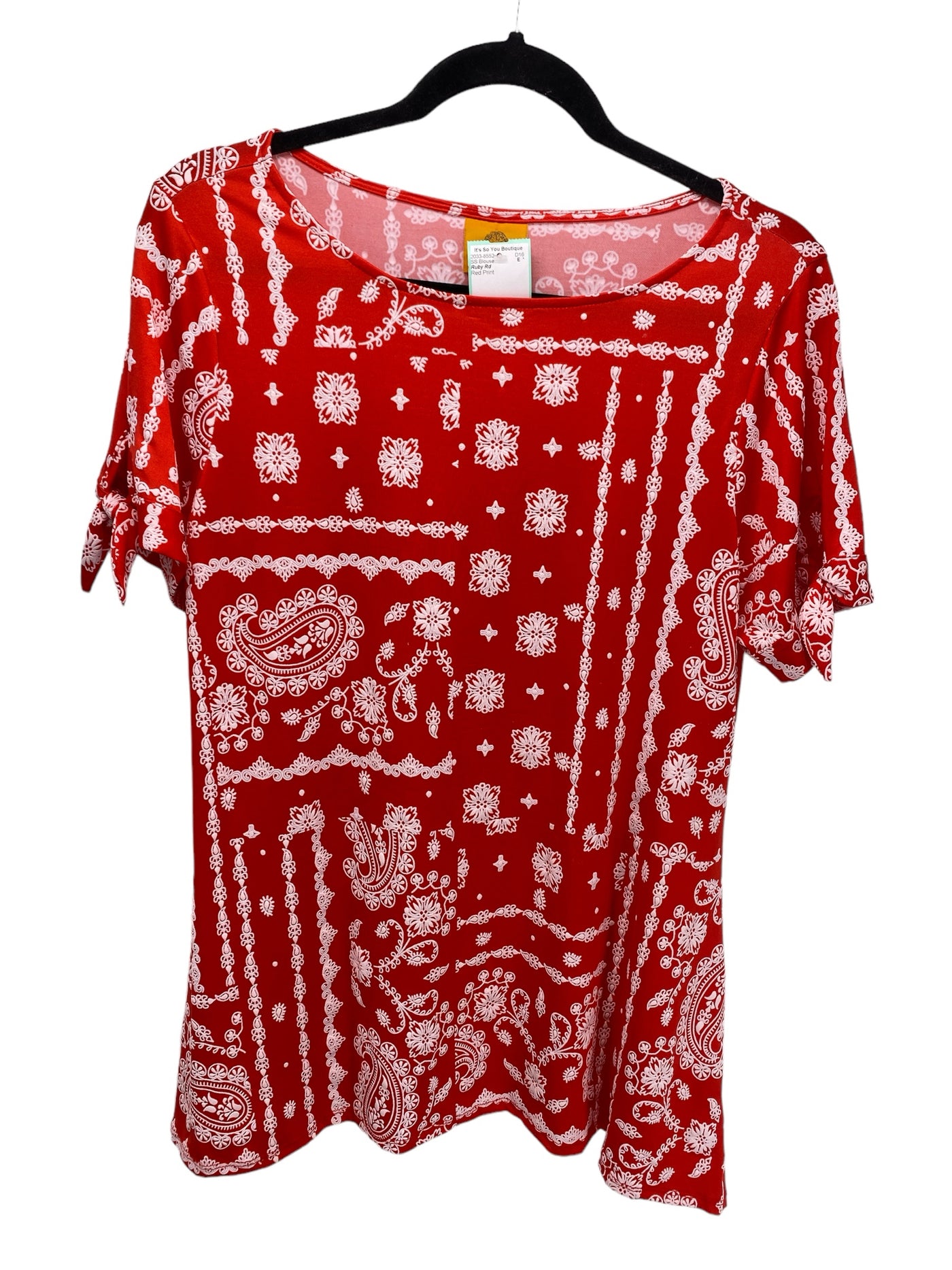 Ruby Rd Misses Size Medium Red Print SS Blouse
