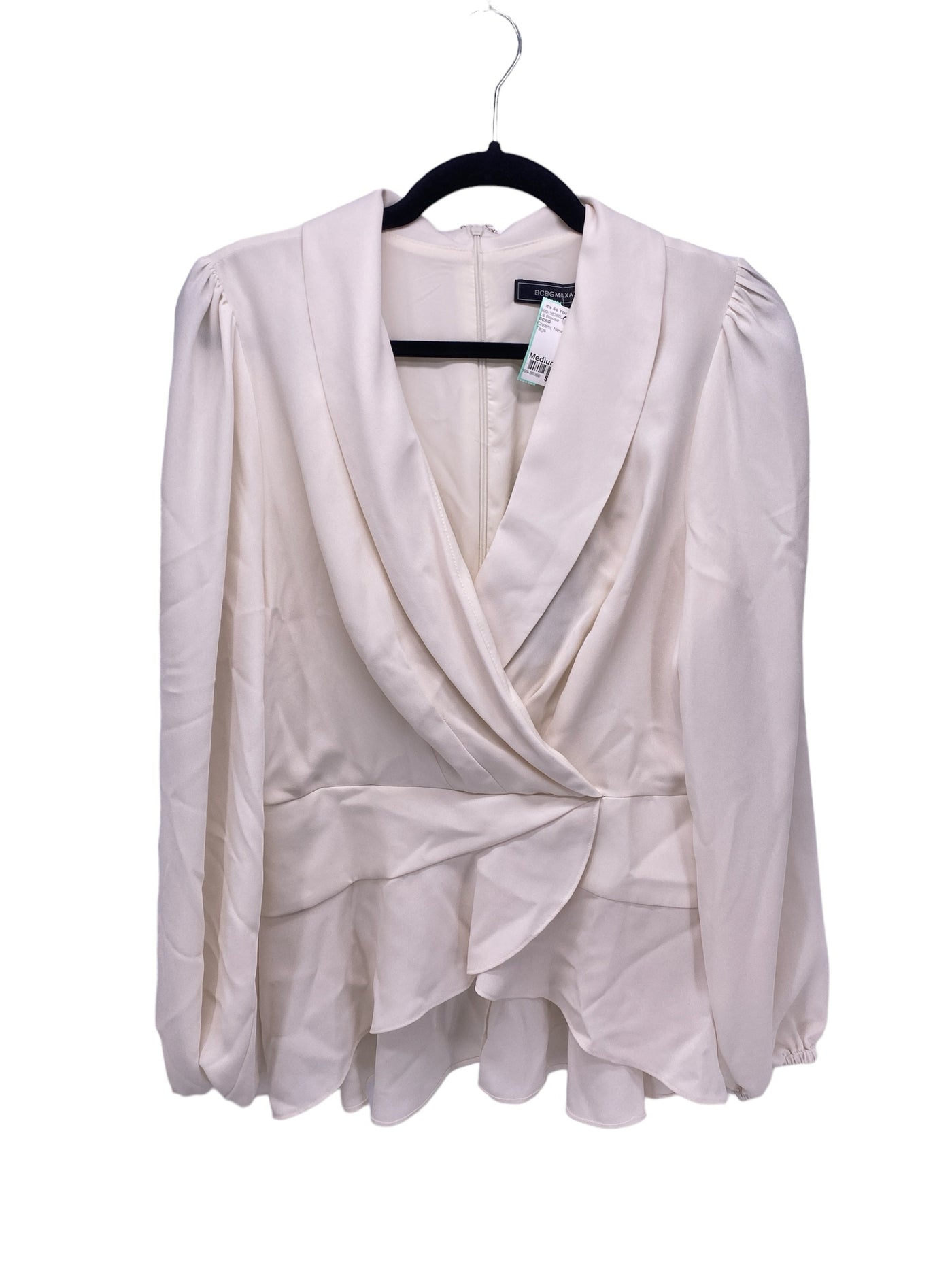 BCBG Misses Size Medium Cream New With Tags LS Blouse