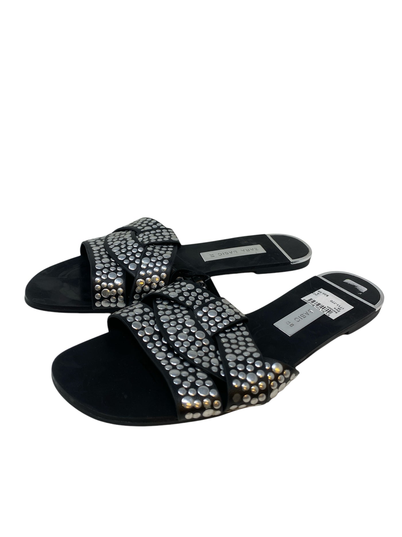 Zara Women Size 38 Black Print New With Tags Sandals