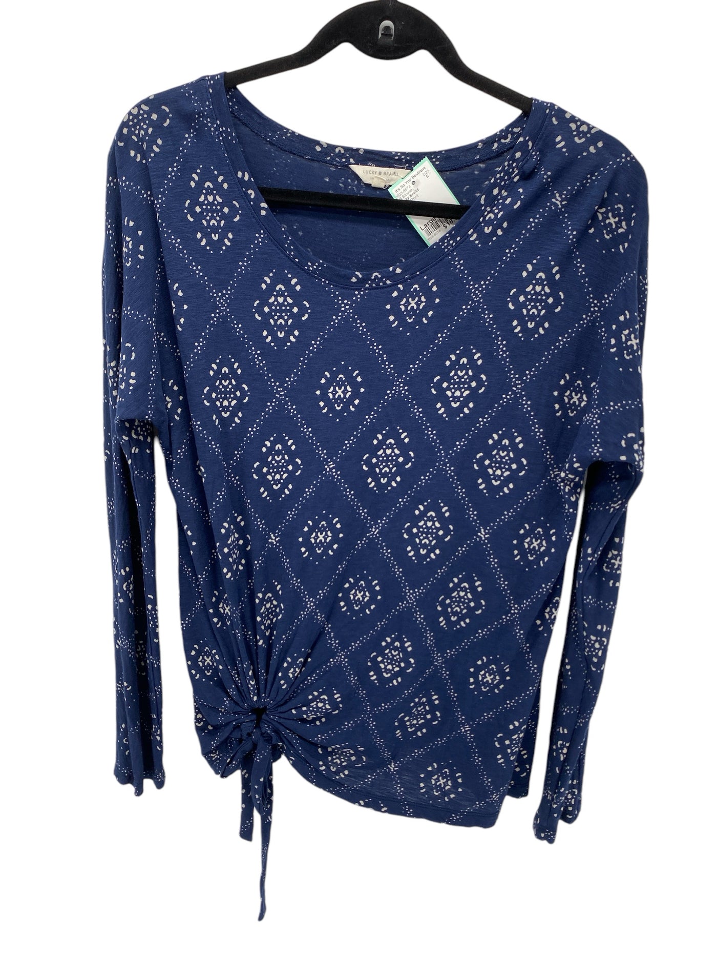 Lucky Brand Misses Size Large Navy Print LS Blouse