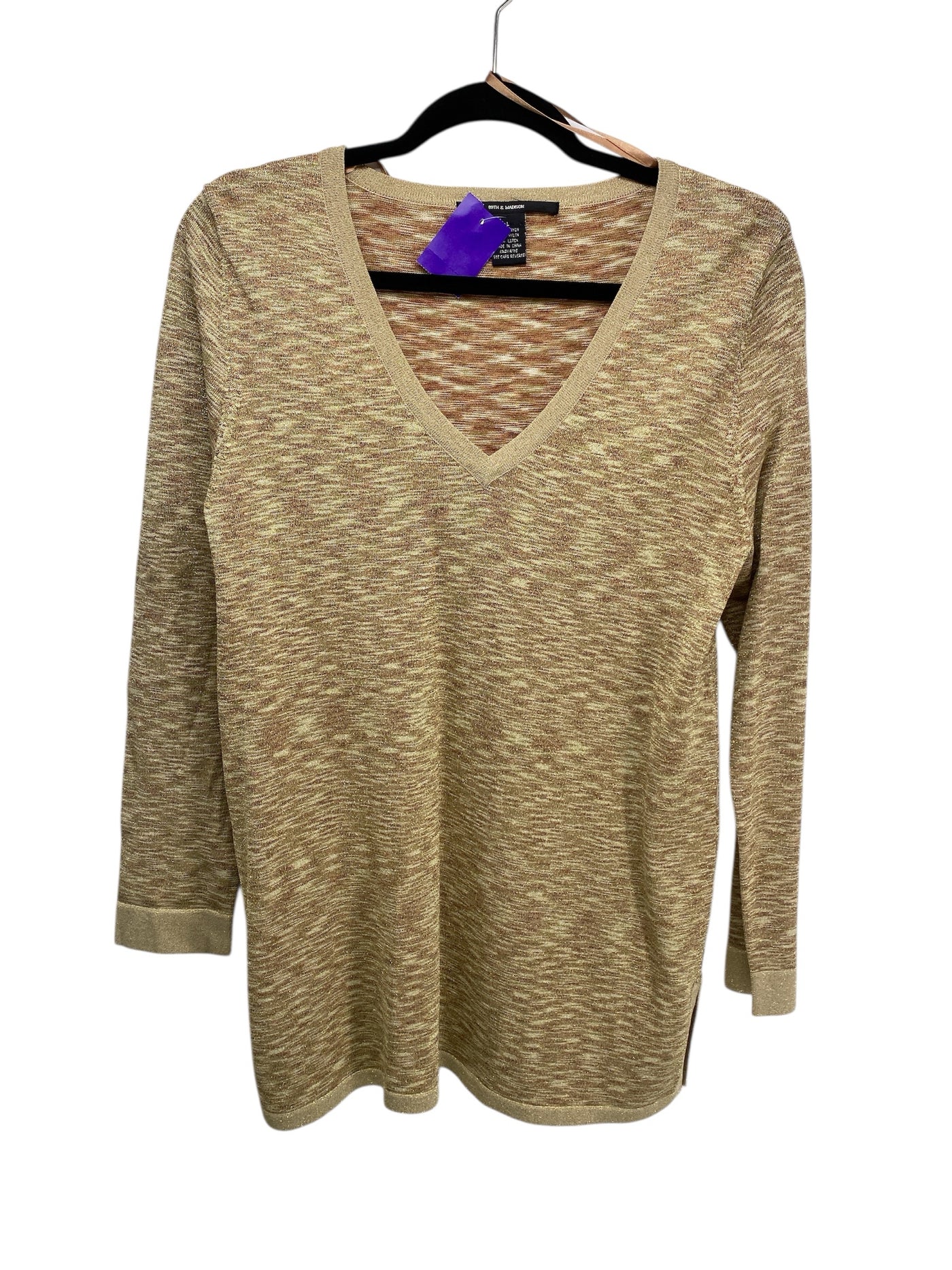 89th & Madison Misses Size Large Gold LS Blouse