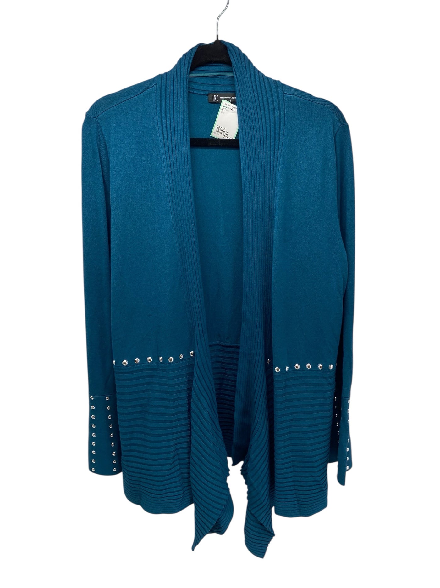 INC Misses Size Large Blue Cardigan