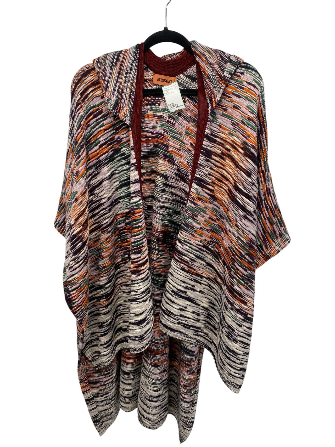 Missoni Misses Size Large Burgundy Multi Cardigan