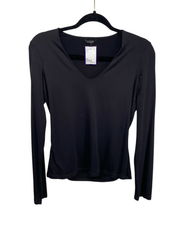 J Crew Misses Size S/M Black LS Blouse